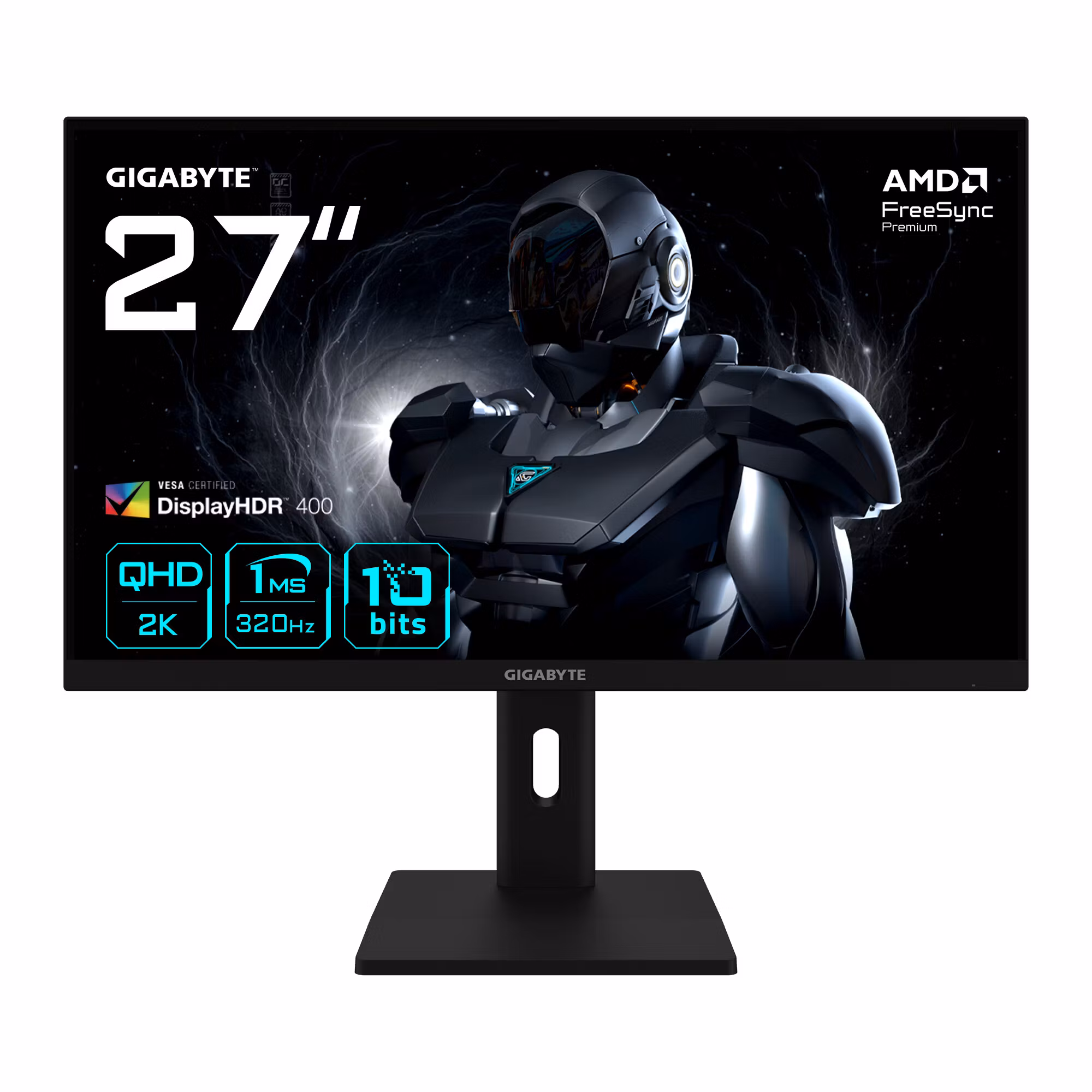 GIGABYTE G27Q3 27” 2K QHD gaming-skärm - 2560 x 1440, 320Hz, 1ms, 350 cd/m², FreeSync Premium, Display HDR400, HDMI 2.0, DisplayPort 1.4