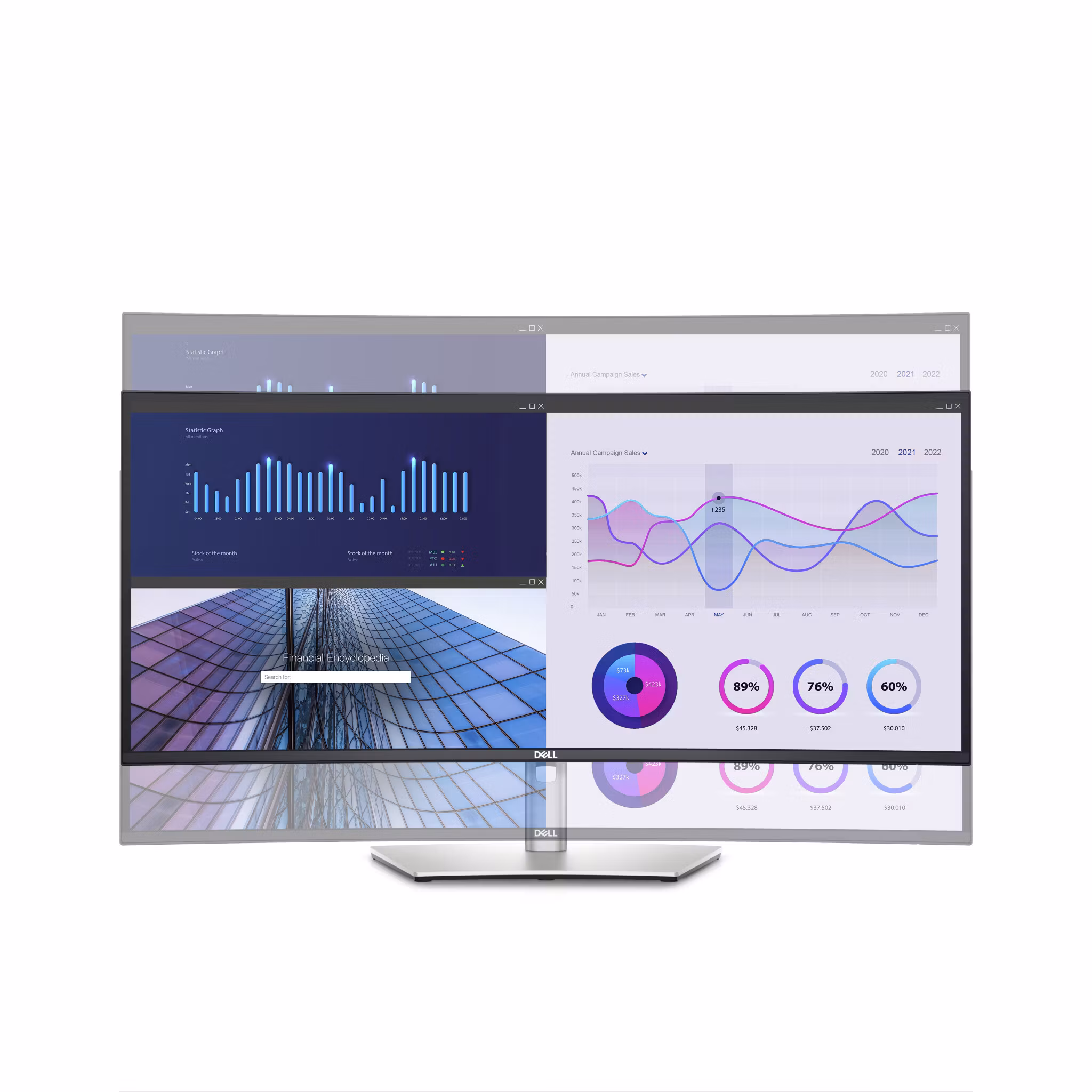 DELL UltraSharp U3423WE datorskärm 86,7 cm (34,1") 3440 x 1440 pixlar UltraWide Quad HD LCD Silver