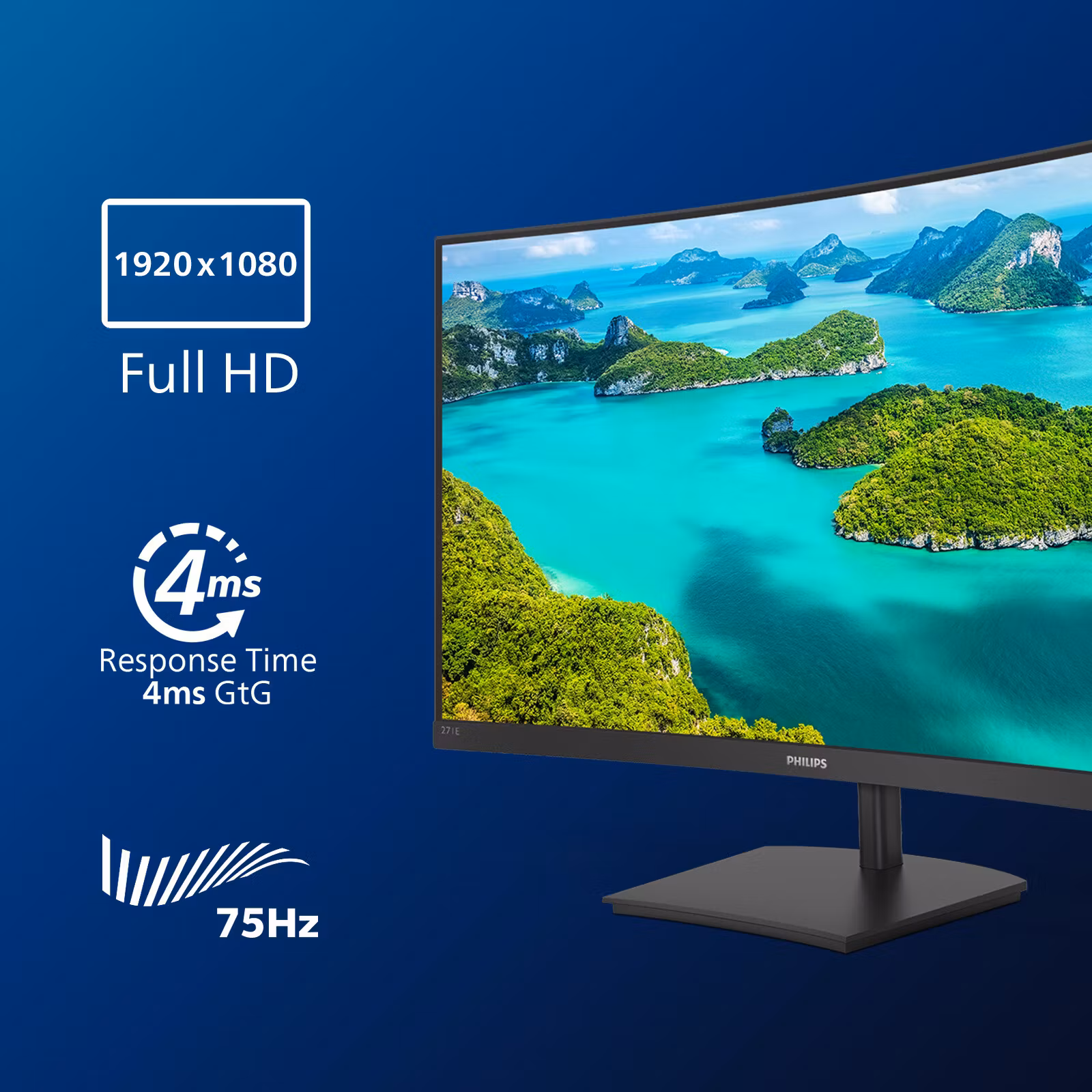 Philips E Line 271E1SCA/00 datorskärm 68,6 cm (27") 1920 x 1080 pixlar Full HD LCD Svart