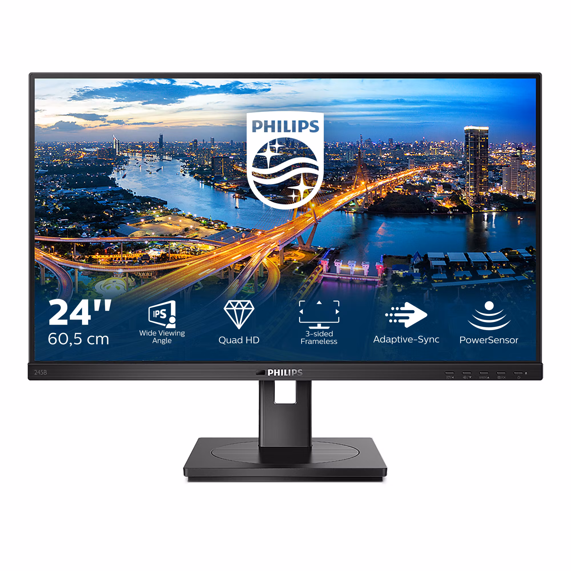 Philips B Line 245B1/00 datorskärm 60,5 cm (23,8") 2560 x 1440 pixlar Quad HD LED Svart