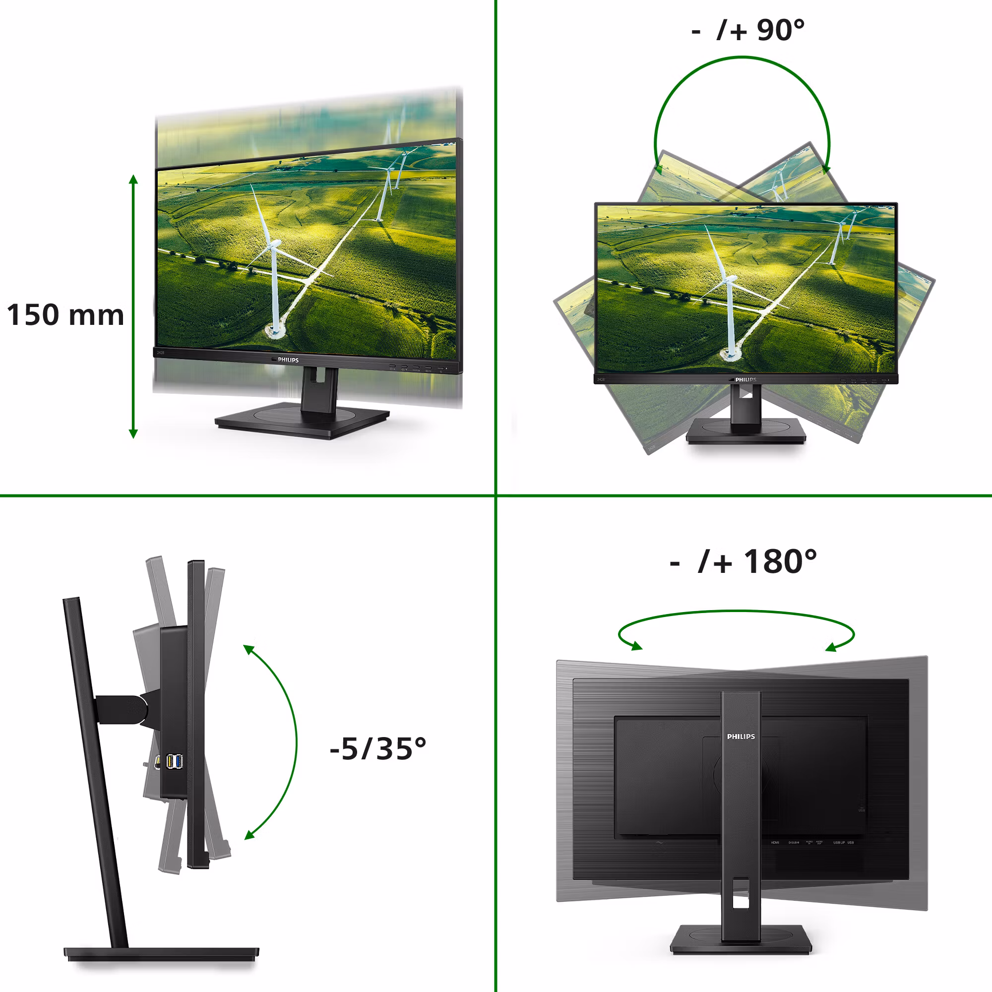 Philips 242B1G/00 datorskärm 60,5 cm (23,8") 1920 x 1080 pixlar Full HD LED Svart
