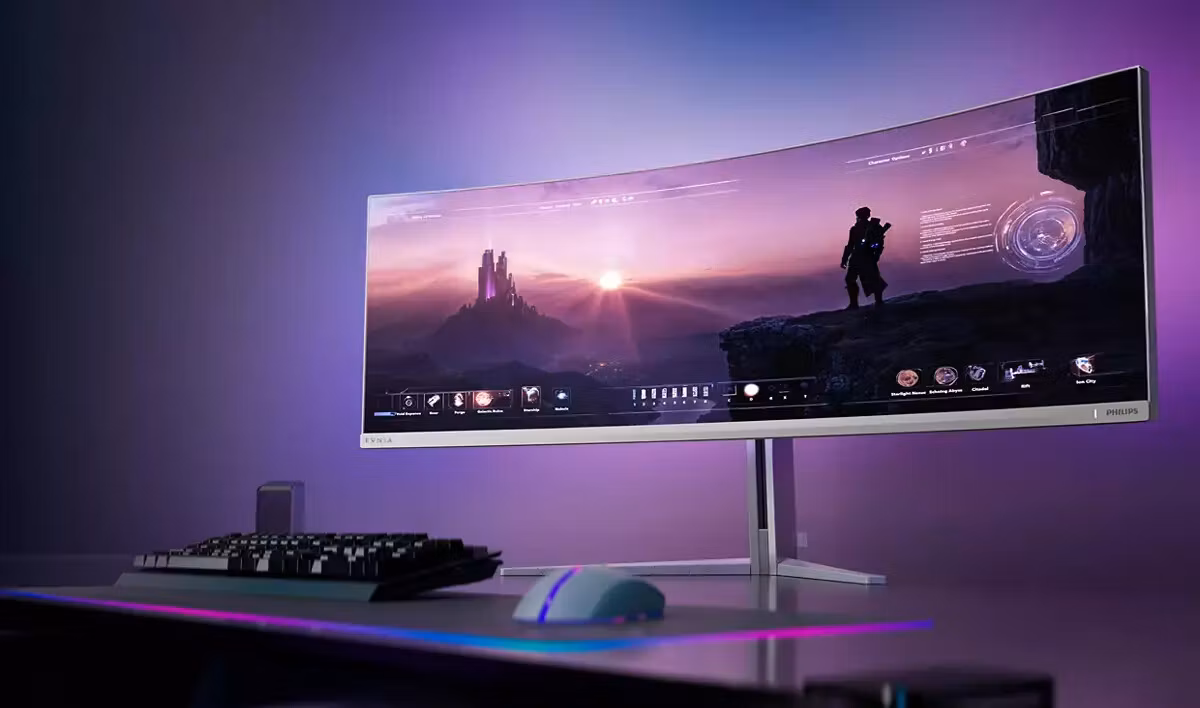 Philips Evnia 8000 49M2C8900L/00 datorskärm 124,2 cm (48,9") 5120 x 1440 pixlar Dual QHD QD-OLED Vit