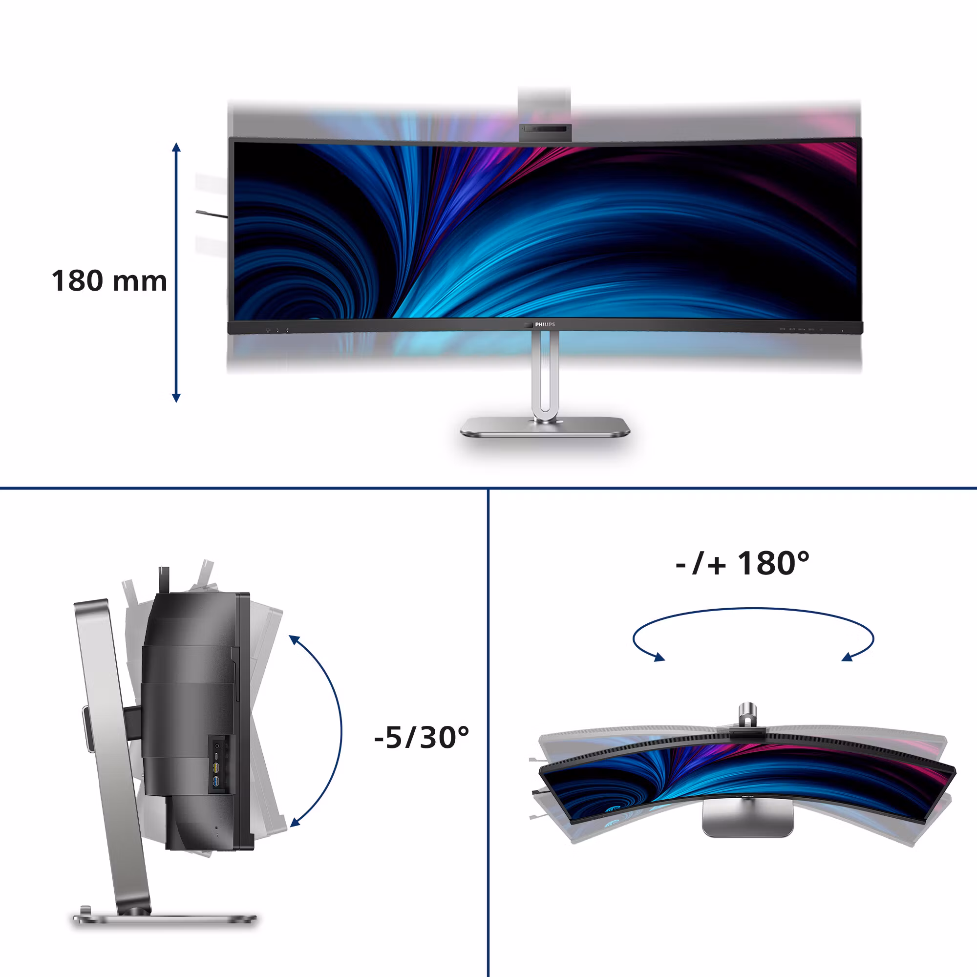 Philips 49B2U6903CH/00 datorskärm 124,5 cm (49") 5120 x 1440 pixlar Dual QHD LCD grå