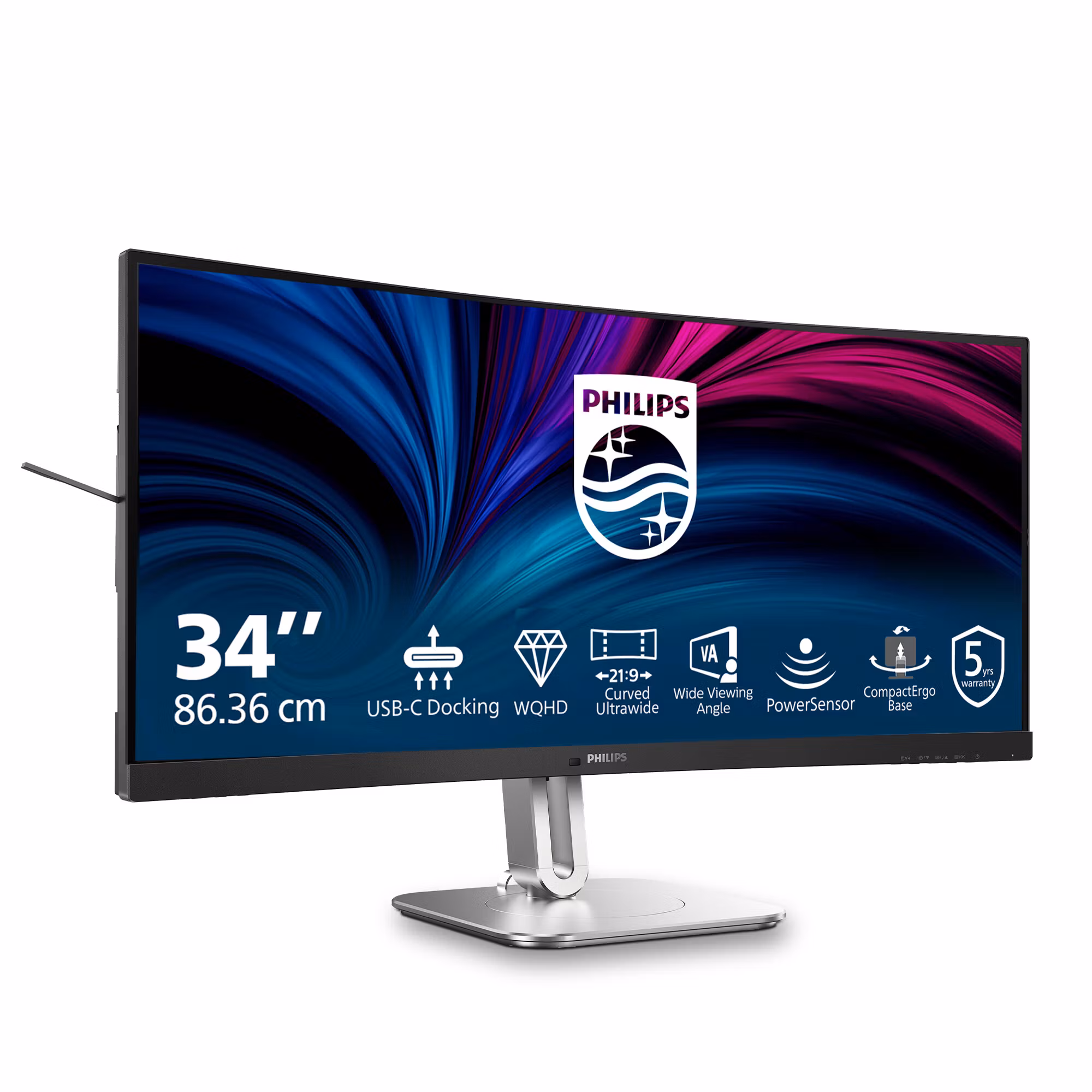Philips 5000 series 34B2U5600C/00 datorskärm 86,4 cm (34") 3440 x 1440 pixlar Dual QHD LCD grå