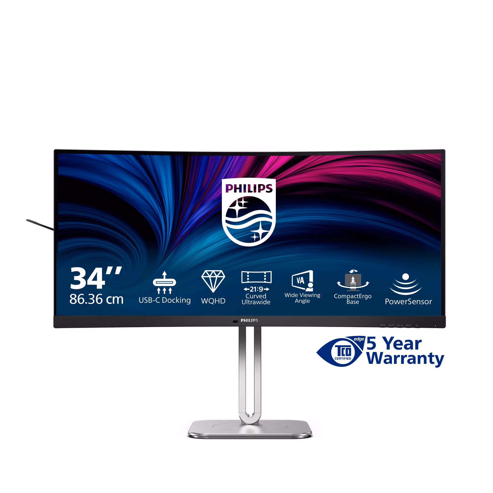Philips 5000 series 34B2U5600C/00 datorskärm 86,4 cm (34") 3440 x 1440 pixlar Dual QHD LCD grå