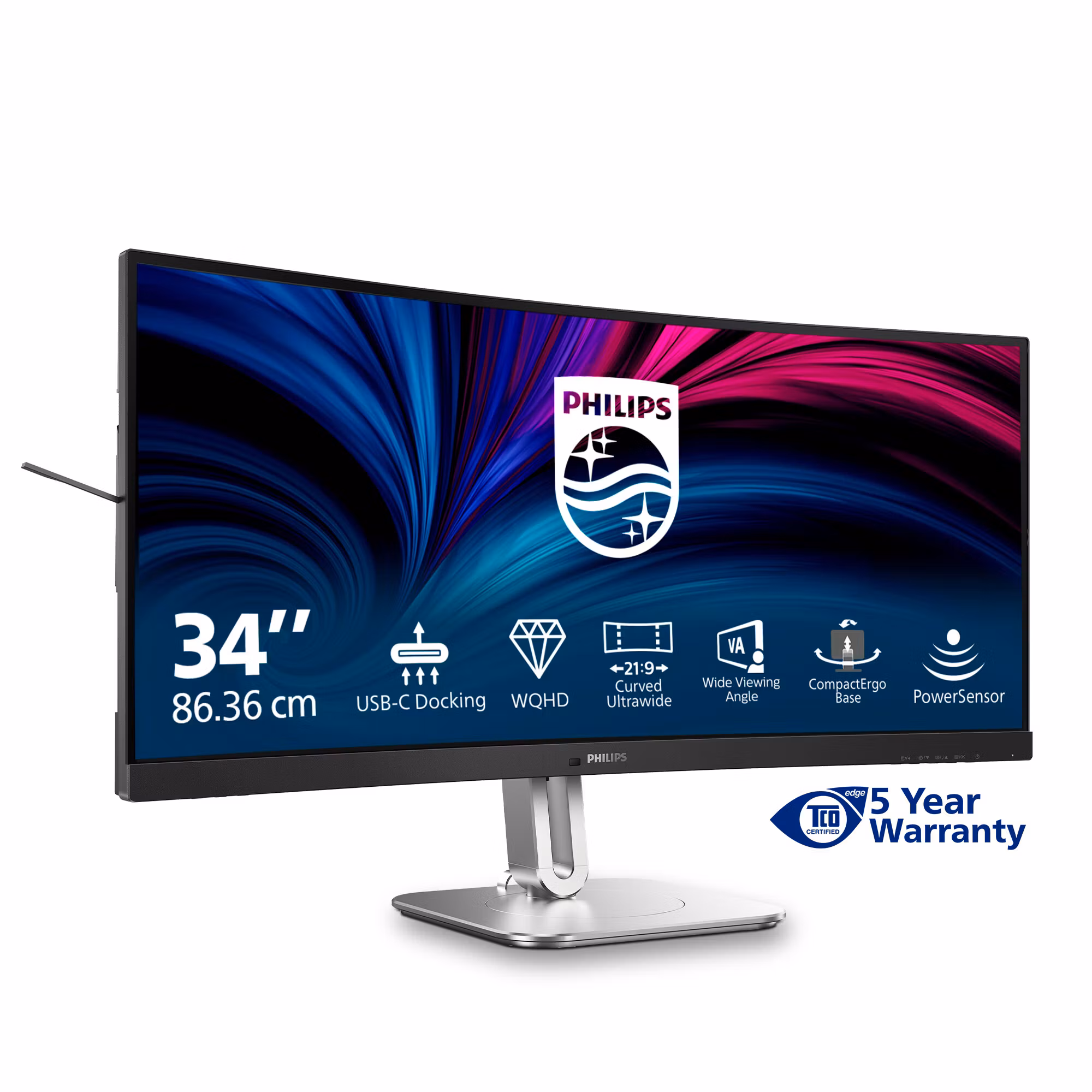Philips 5000 series 34B2U5600C/00 datorskärm 86,4 cm (34") 3440 x 1440 pixlar Dual QHD LCD grå