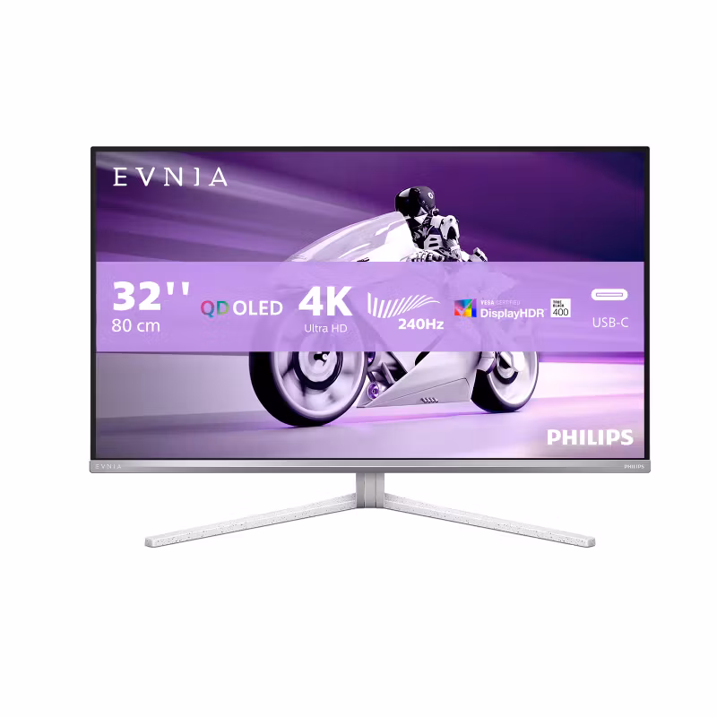 Philips Evnia 8000 32M2N8900/00 datorskärm 80 cm (31,5") 3840 x 2160 pixlar 4K Ultra HD QD-OLED Vit