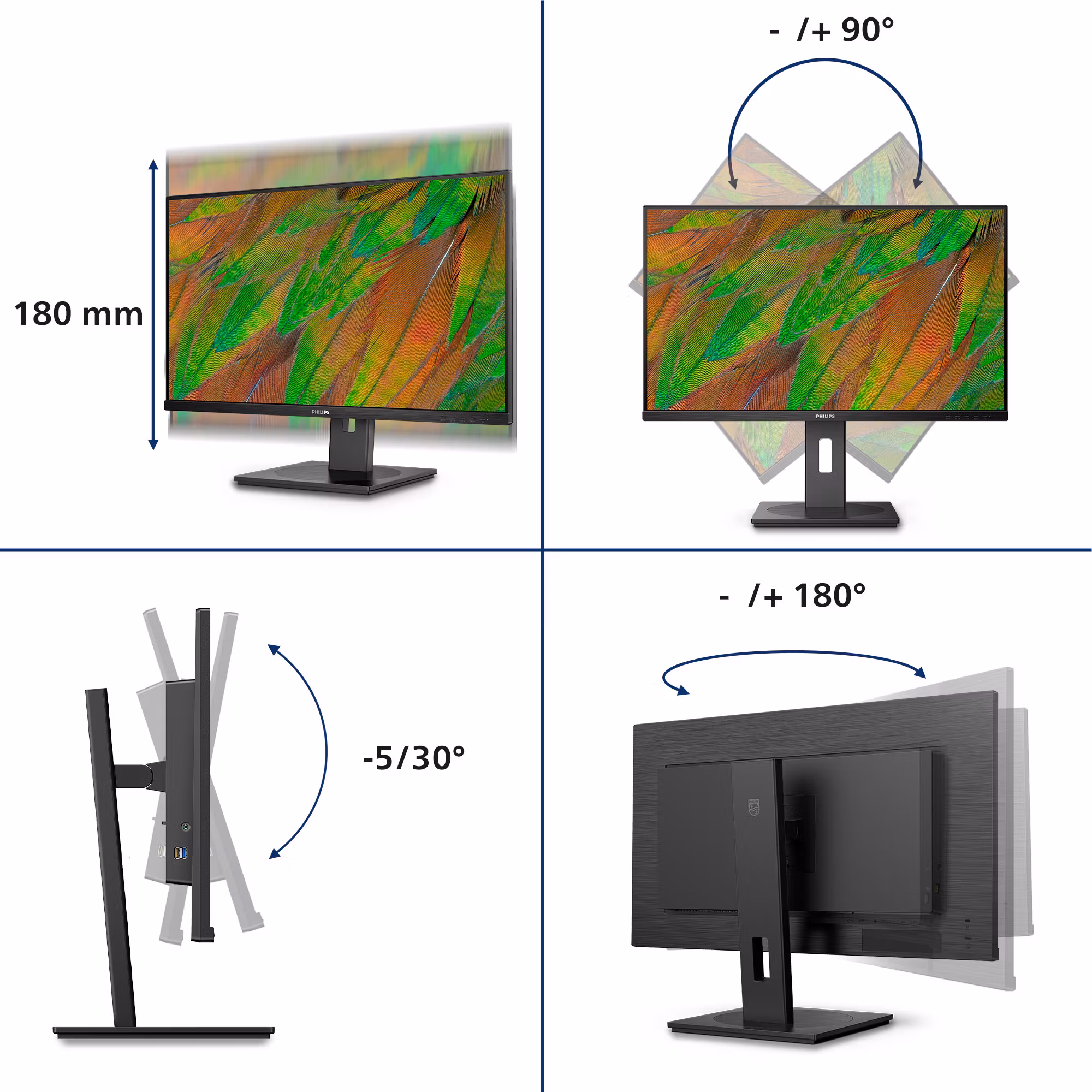 Philips 3000 series 32B1U3900/00 datorskärm 80 cm (31,5") 3840 x 2160 pixlar 4K Ultra HD LCD Svart