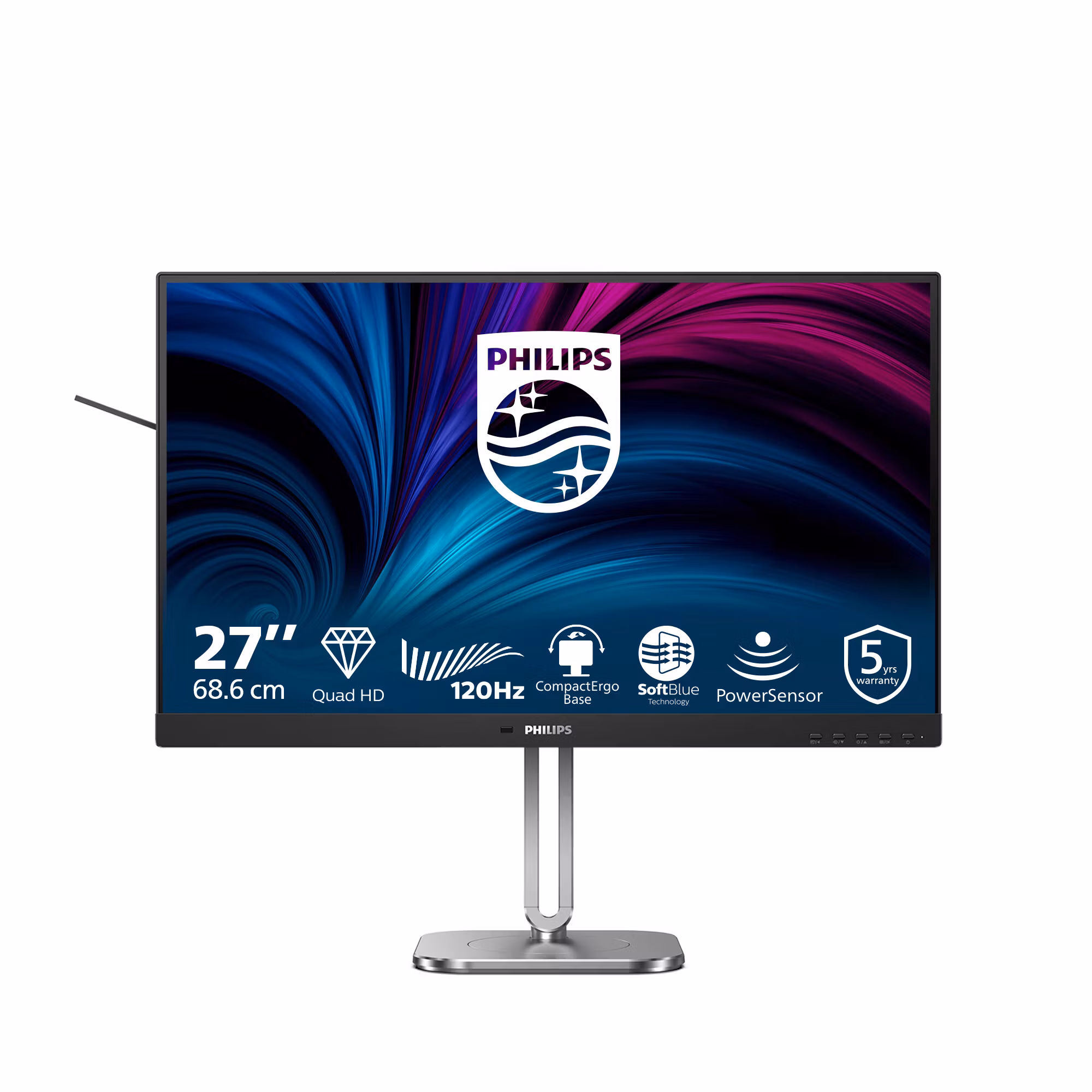 Philips 4000 series 27B2N4500/00 datorskärm 68,6 cm (27") 2560 x 1440 pixlar Quad HD LCD grå