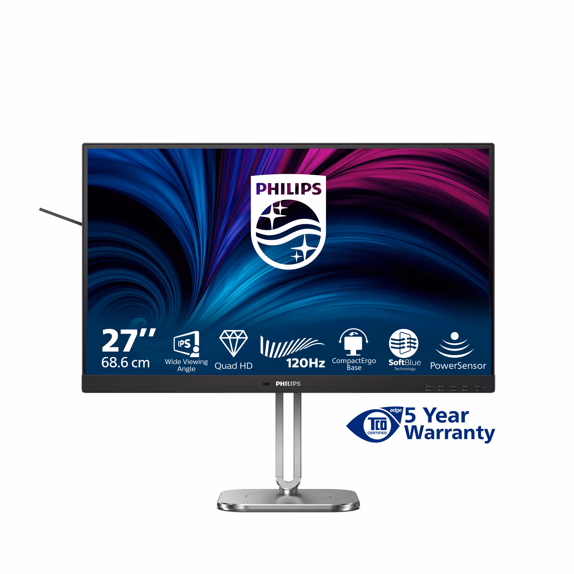 Philips 4000 series 27B2N4500/00 datorskärm 68,6 cm (27") 2560 x 1440 pixlar Quad HD LCD grå