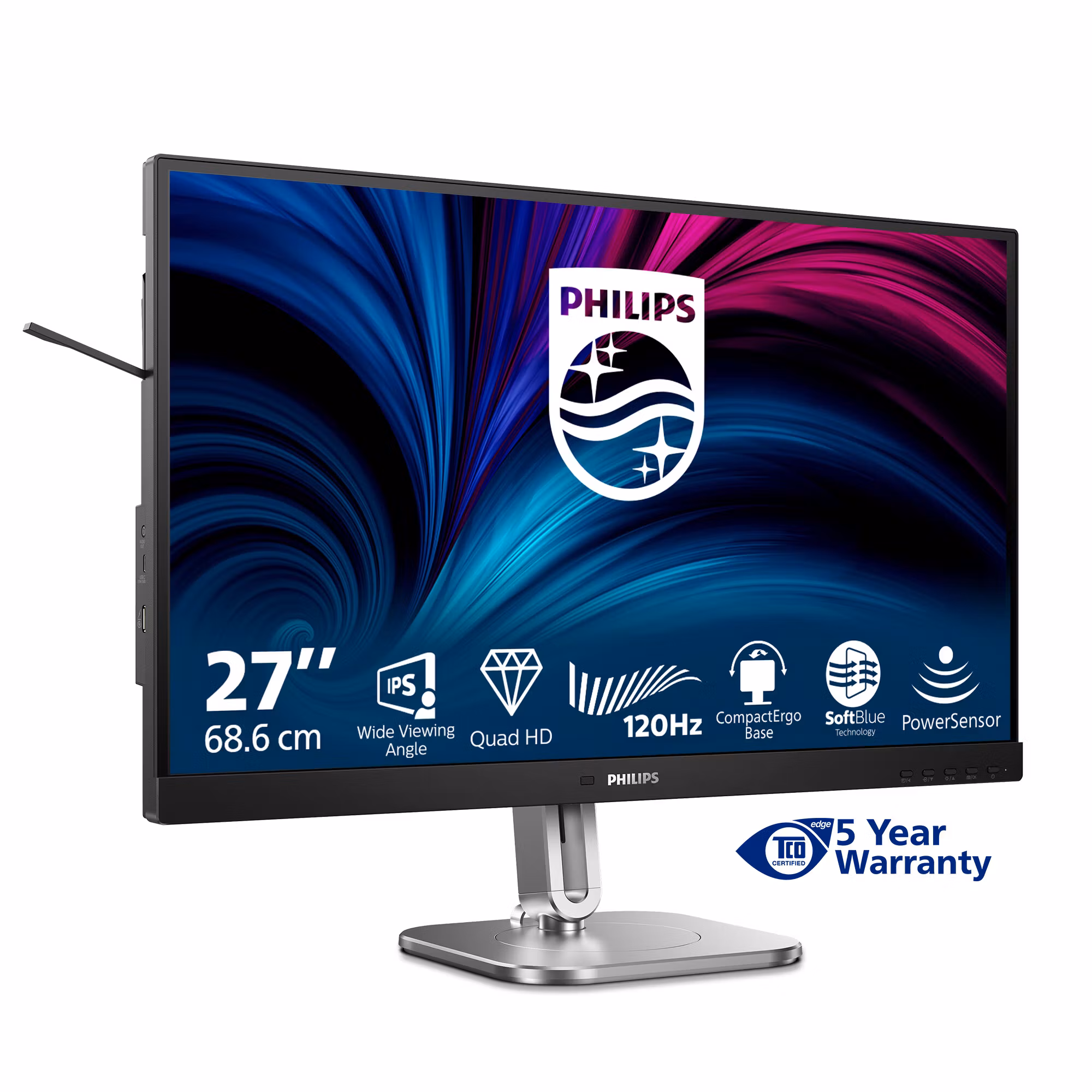 Philips 4000 series 27B2N4500/00 datorskärm 68,6 cm (27") 2560 x 1440 pixlar Quad HD LCD grå