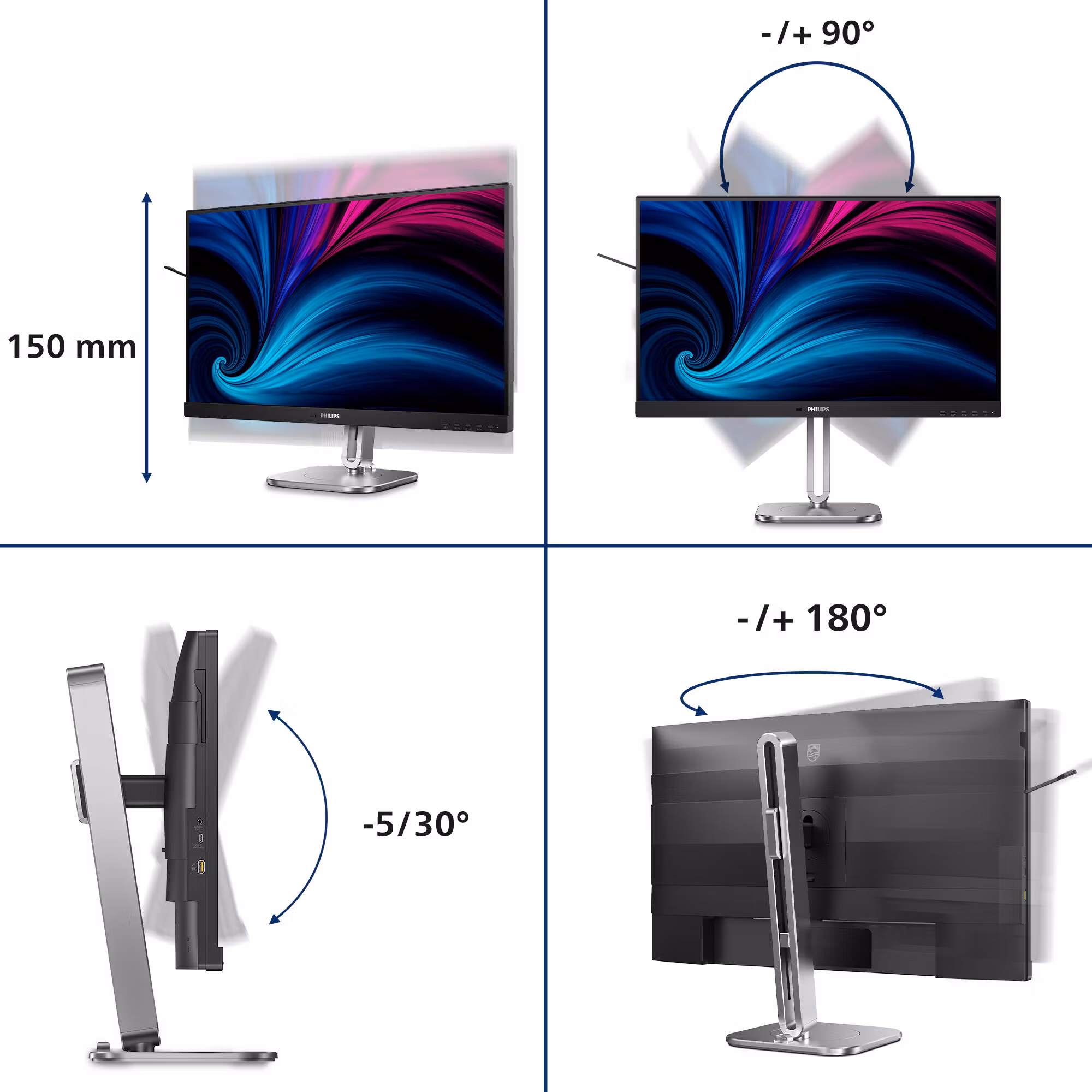 Philips 4000 series 27B2N4500/00 datorskärm 68,6 cm (27") 2560 x 1440 pixlar Quad HD LCD grå