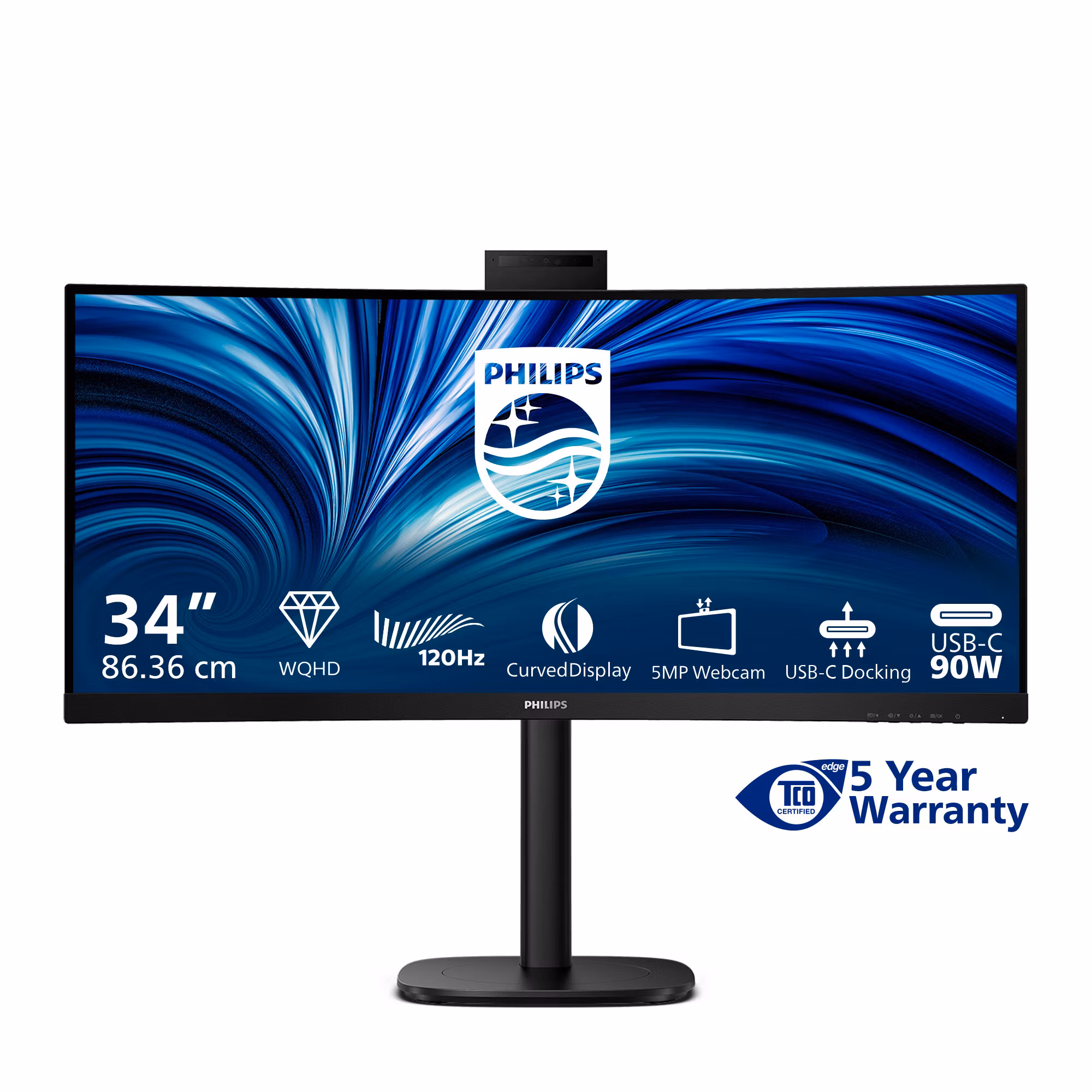 Philips 3000 series 34B2U3600CH/00 datorskärm 86,4 cm (34") 3440 x 1440 pixlar Wide Quad HD LCD Svart
