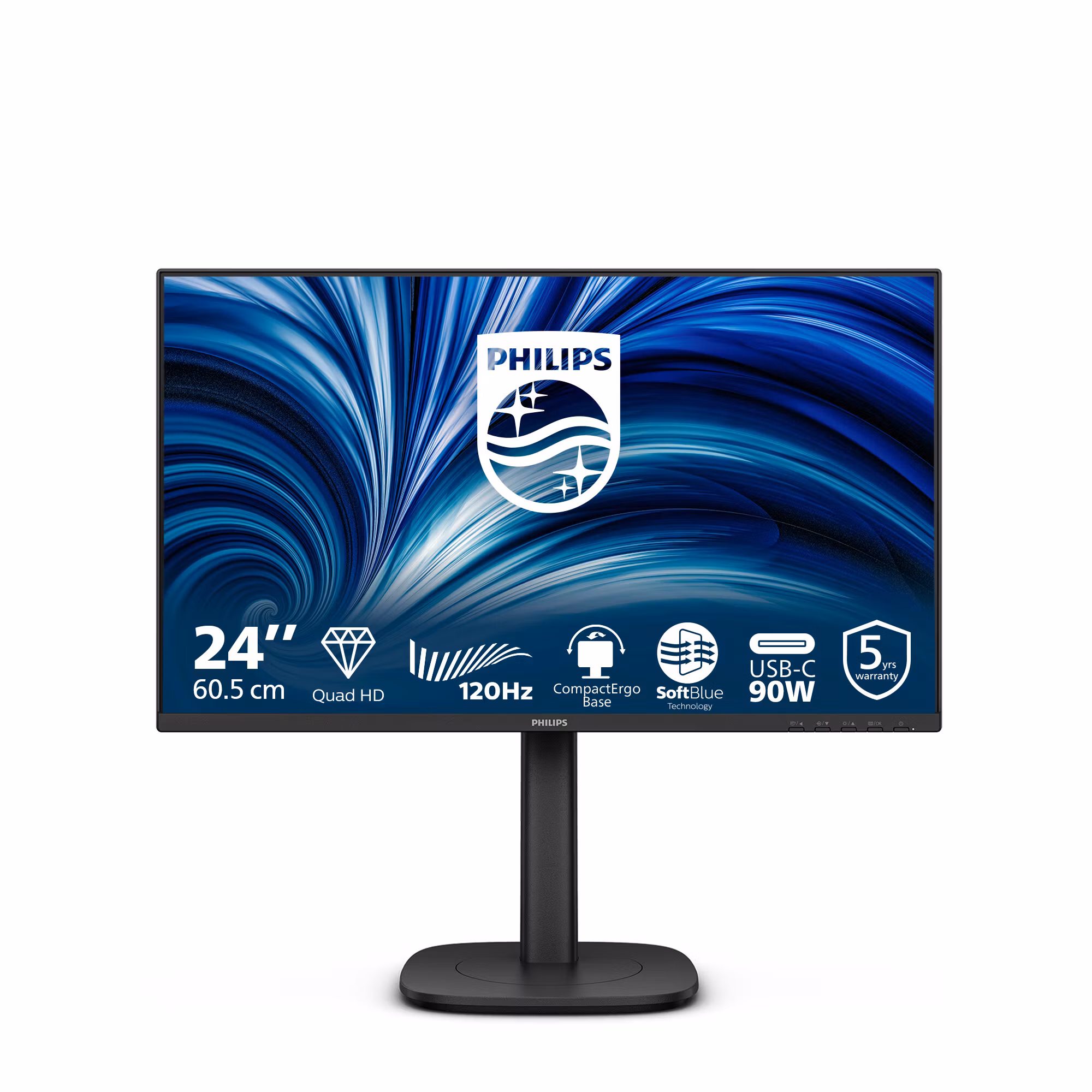 Philips 24B2U3601 datorskärm 60,5 cm (23,8") 2560 x 1440 pixlar Quad HD LCD Svart