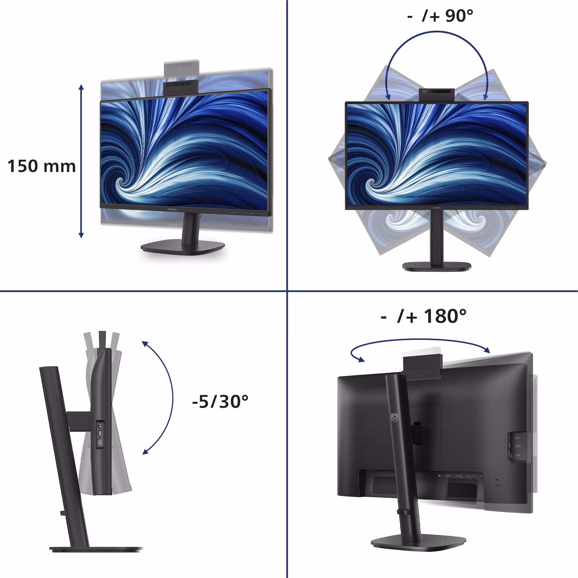 Philips 3000 series 24B2N3200JH/00 datorskärm 60,5 cm (23,8") 1920 x 1080 pixlar Full HD LCD Svart