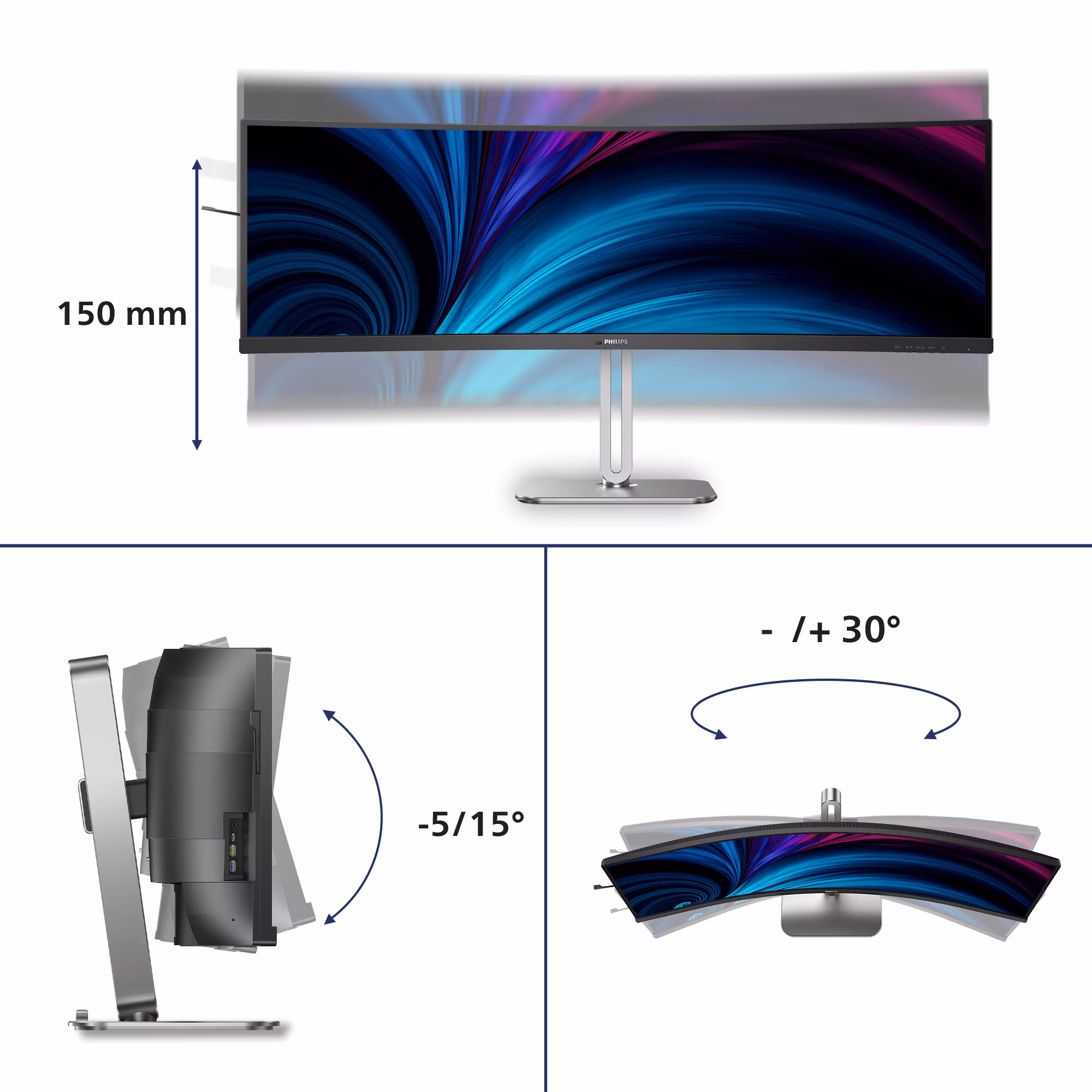 Philips 5000 series 49B2U5900C/00 datorskärm 124 cm (48,8") 5120 x 1440 pixlar Dual QHD LCD svart