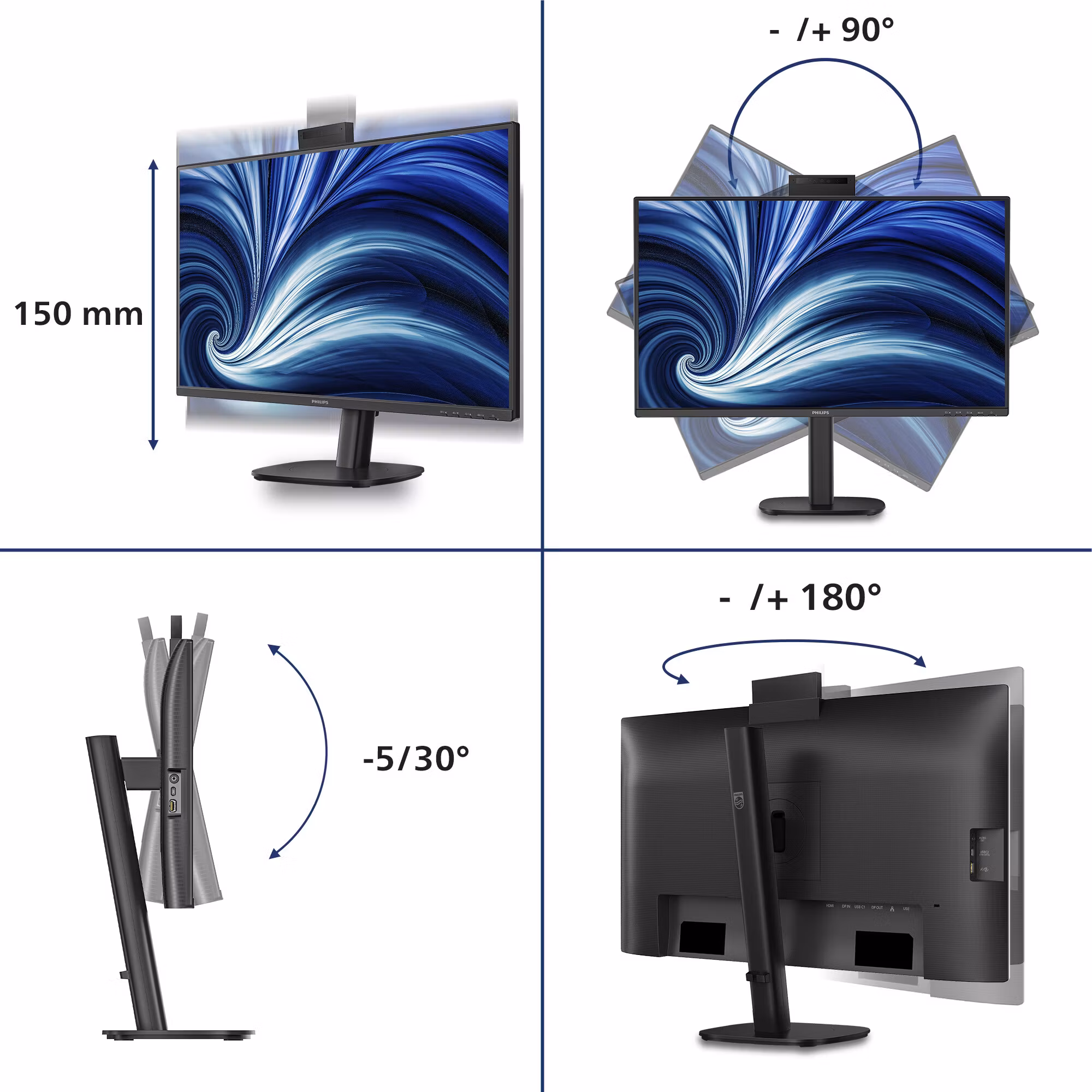 Philips 3000 series 27B2U3601H/00 datorskärm 68,6 cm (27") 2560 x 1440 pixlar Quad HD LCD Svart