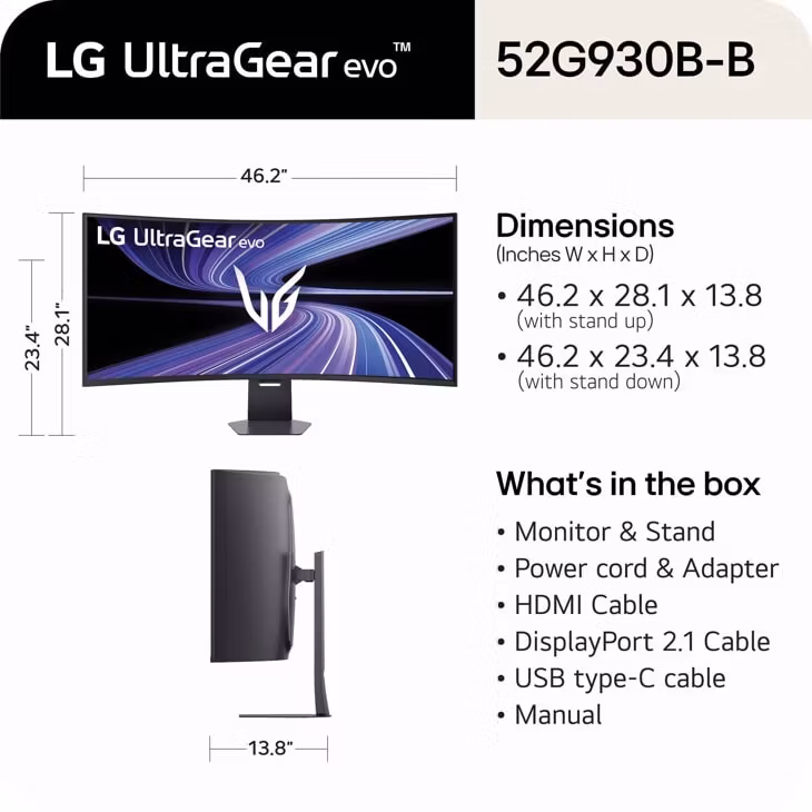 LG 52G930B-B.AEU datorskärm 132,1 cm (52") 5120 x 2160 pixlar Svart