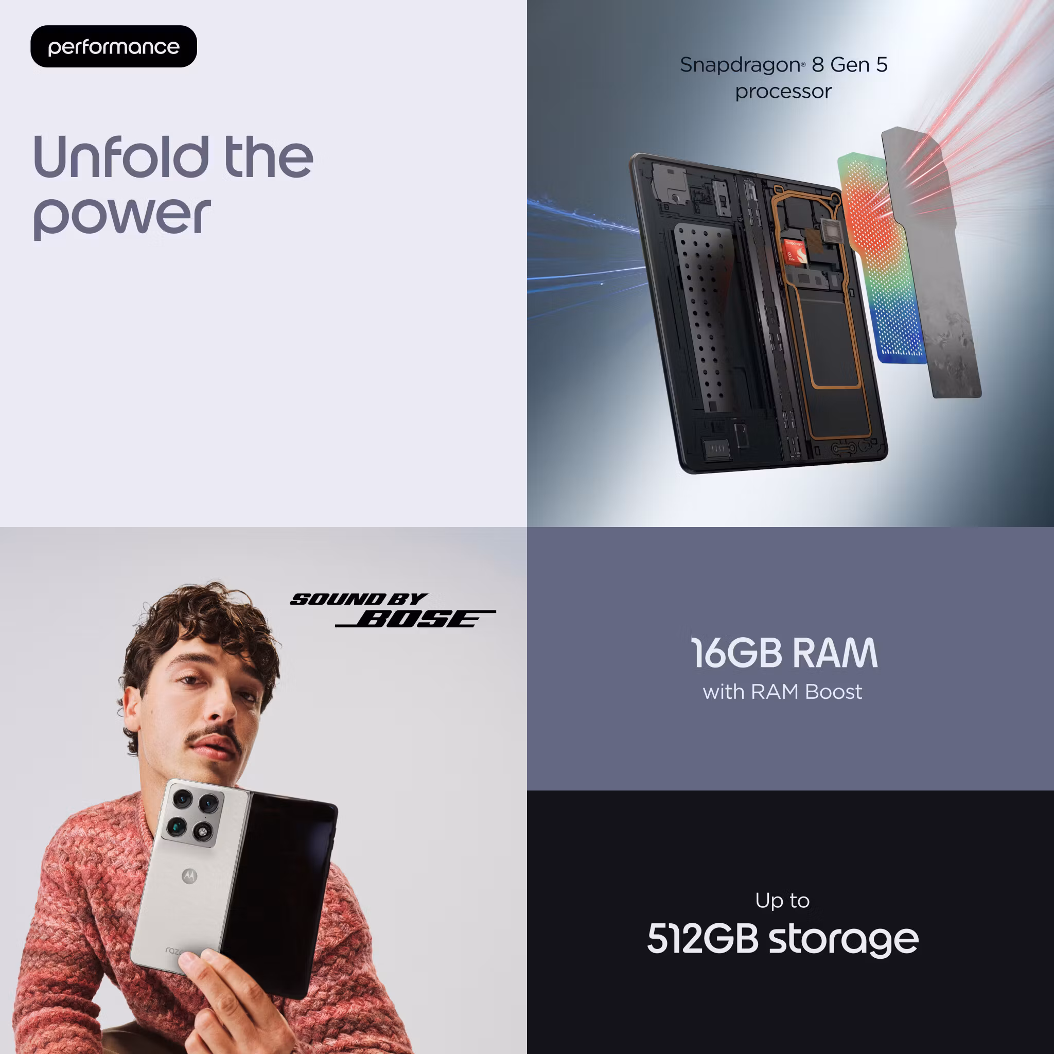 Motorola razr fold 20,6 cm (8.09") Dual SIM Android 16.0 5G USB Type-C 16 GB 512 GB 6000 mAh vit