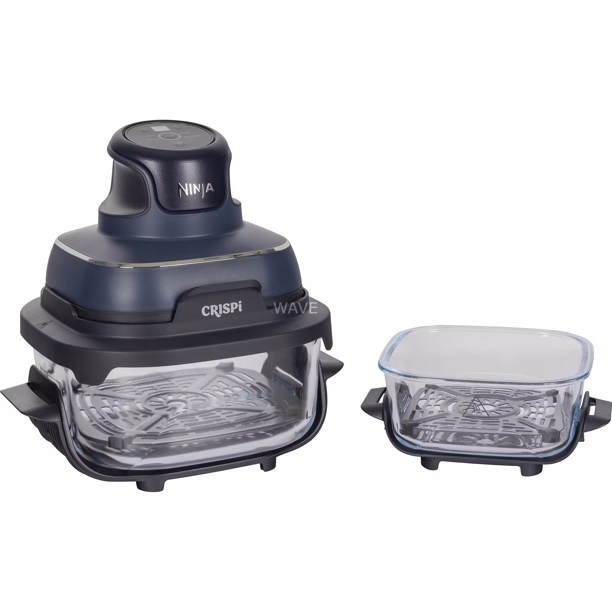 Ninja CRISPi 4-i-1 portabel glas airfryer "Cyber Space" mörkblå/transparent, 1 700 watt, 2 korgar 1,4 och 3,8 liter