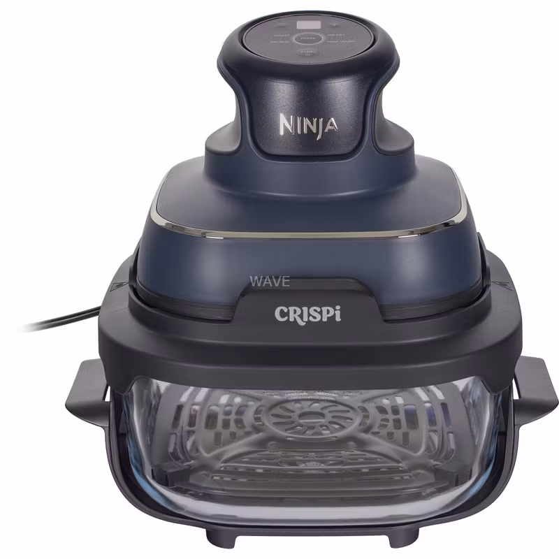 Ninja CRISPi 4-i-1 portabel glas airfryer "Cyber Space" mörkblå/transparent, 1 700 watt, 2 korgar 1,4 och 3,8 liter