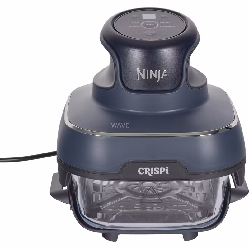 Ninja CRISPi 4-i-1 portabel glas airfryer "Cyber Space" mörkblå/transparent, 1 700 watt, 2 korgar 1,4 och 3,8 liter