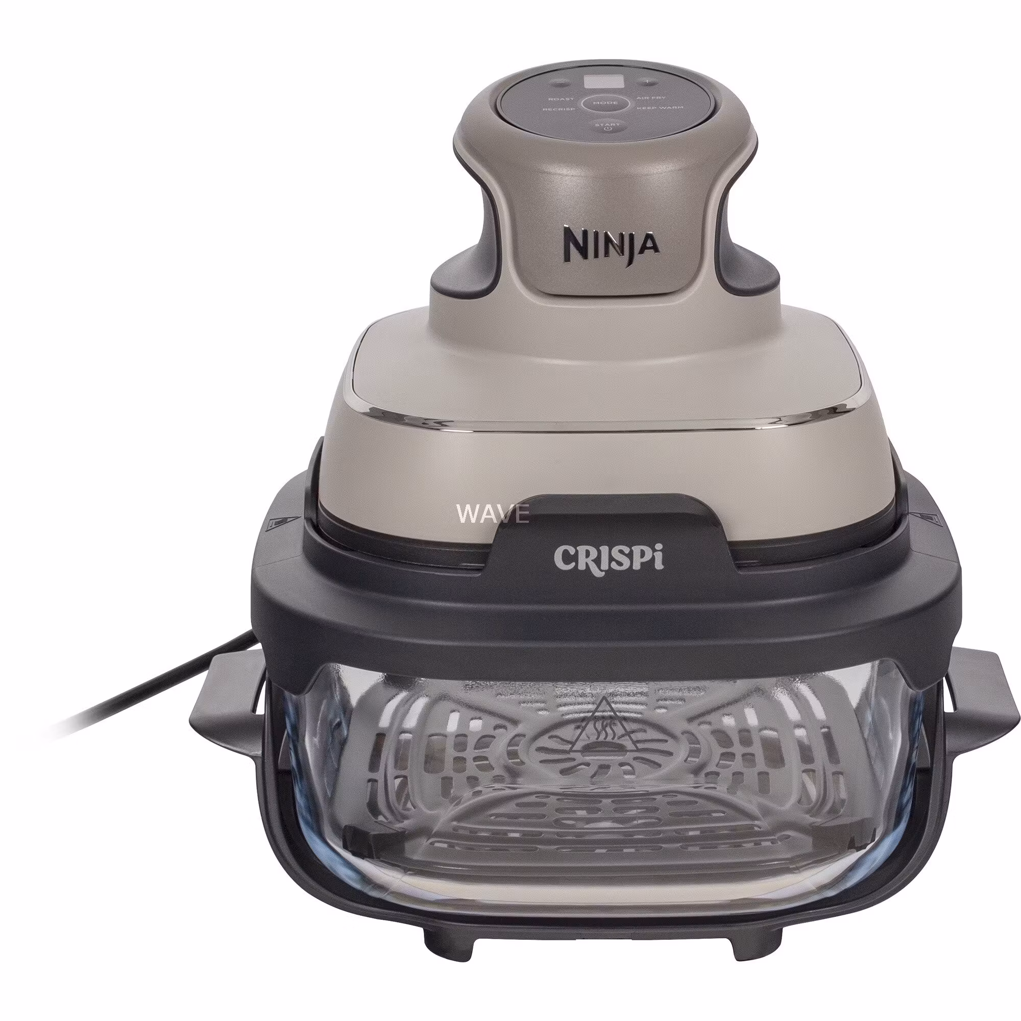 Ninja CRISPi 4‑in‑1 bärbar glas‑airfryer ”Stone” grå/transparent, 1 700 watt, 2 korgar 1,4 och 3,8 liter