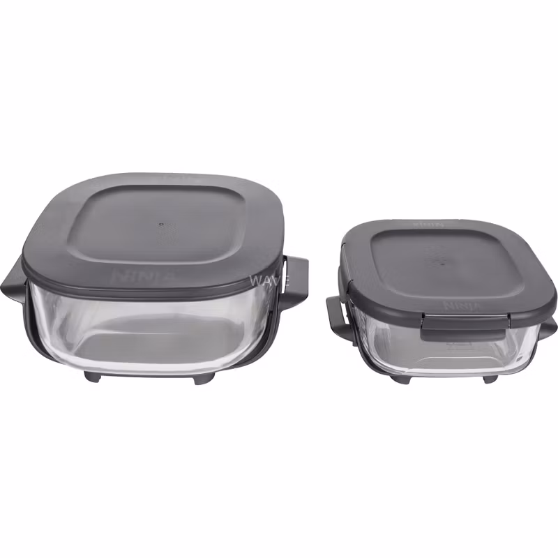 Ninja CRISPi 4‑in‑1 bärbar glas‑airfryer ”Stone” grå/transparent, 1 700 watt, 2 korgar 1,4 och 3,8 liter