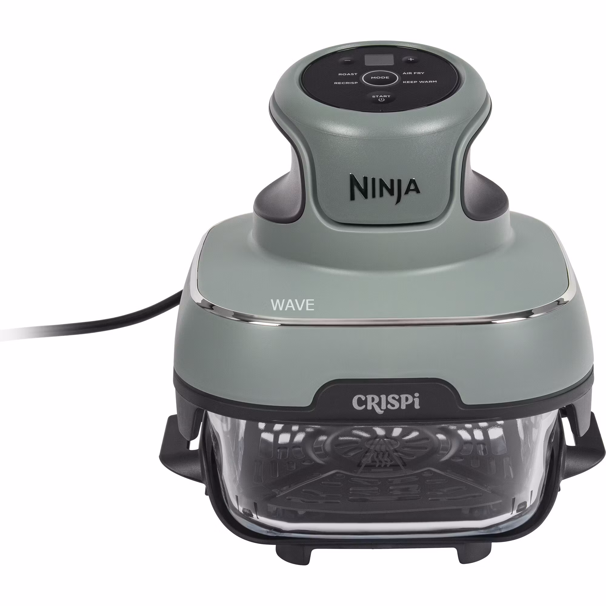 Ninja CRISPi 4‑i‑1 bärbar glas‑airfryer ”Sage” grå‑grön/transparent, 1 700 W, 2 korgar 1,4 och 3,8 liter