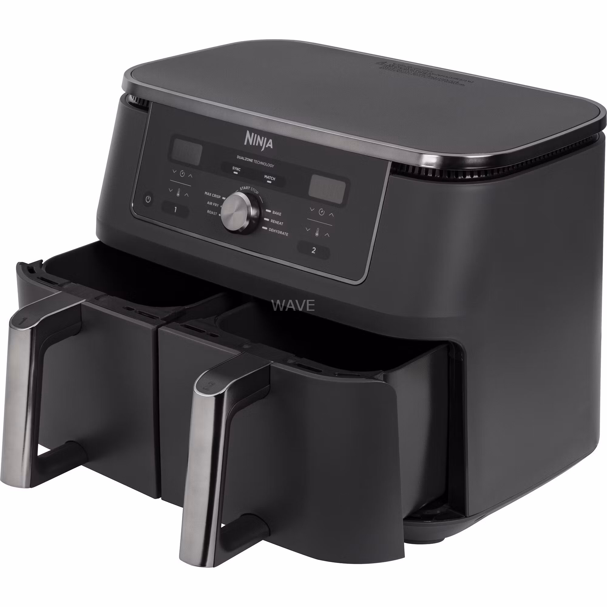 Ninja MAX 6‑i‑1 Dual Zone varmluftsfritös DZ400EU (grå, 2 470 W, 2 korgar à 4,75 liter)