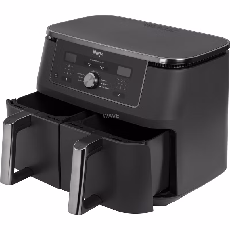 Ninja MAX 6‑i‑1 Dual Zone varmluftsfritös DZ400EU (grå, 2 470 W, 2 korgar à 4,75 liter)