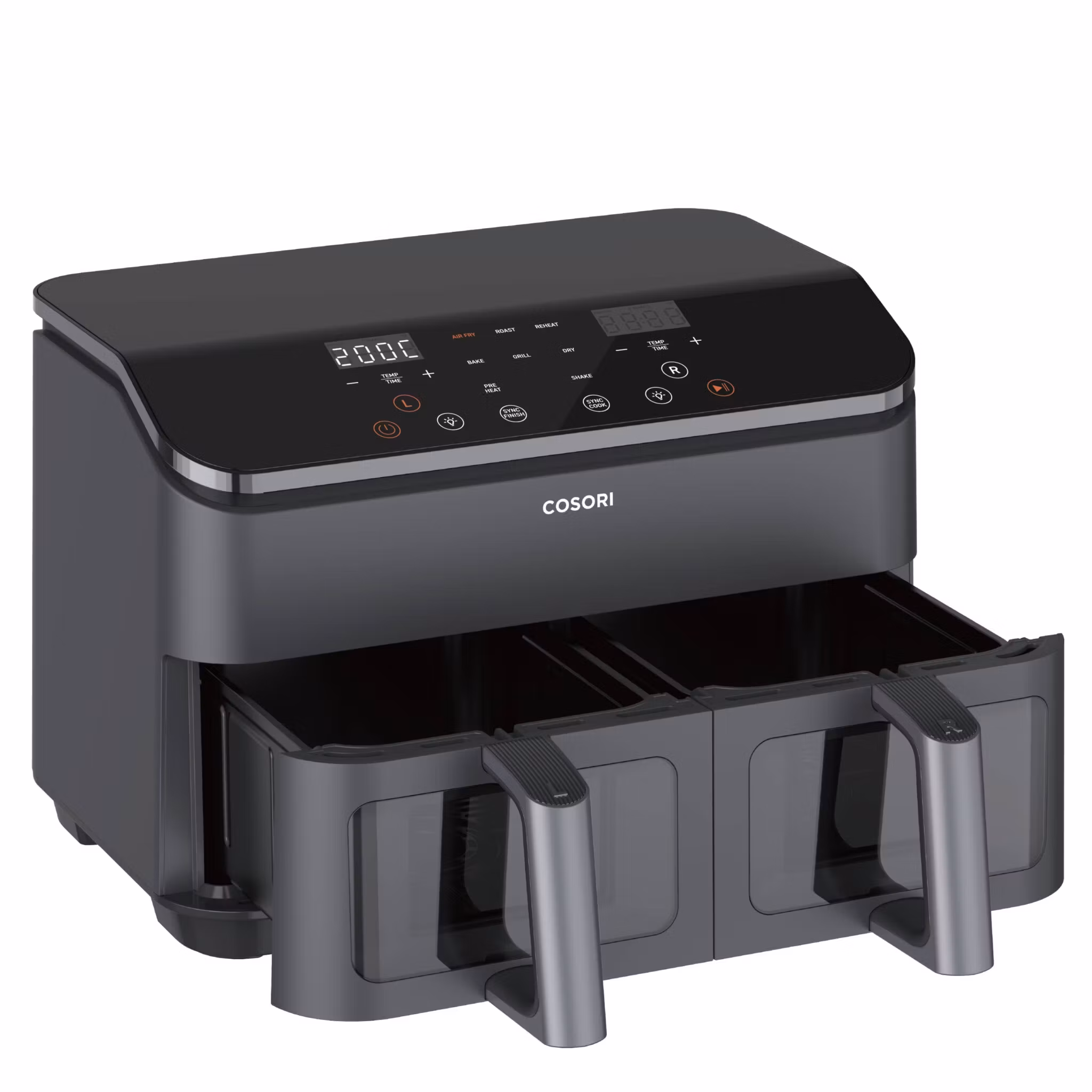 Cosori Dual Basket Chef Edition dubbel varmluftsfritös 8,5 L fristående 1750 W svart/silver