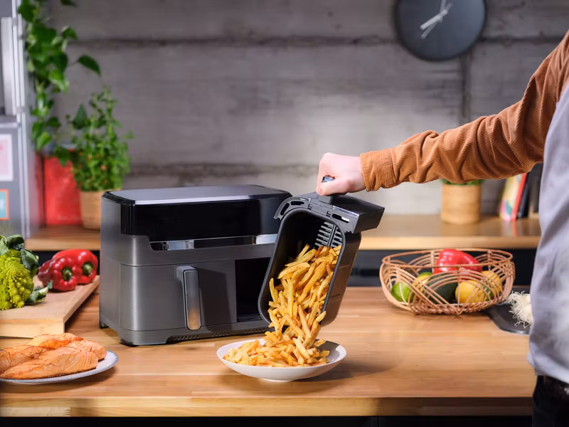 Tefal Dual Easy Fry & Grill EY905B dubbel varmluftsfritös 8,3 L fristående 2700 W grå