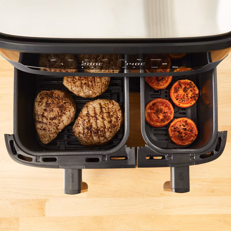 Tefal Dual Easy Fry & Grill EY905B dubbel varmluftsfritös 8,3 L fristående 2700 W grå
