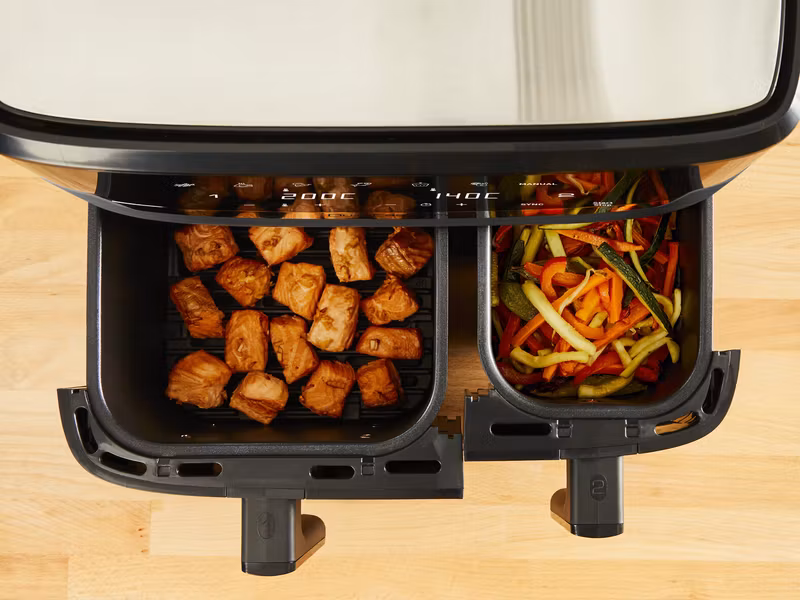 Tefal Dual Easy Fry & Grill EY905B dubbel varmluftsfritös 8,3 L fristående 2700 W grå