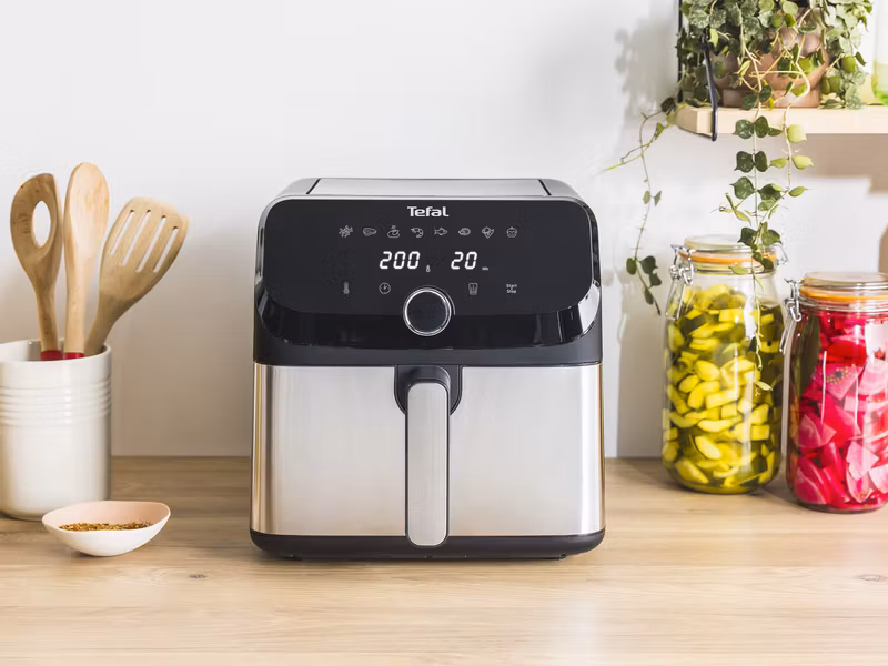 Tefal Easy Fry Mega EY855D10 varmluftsfritös 7,5 L fristående 2020 W svart, rostfritt stål