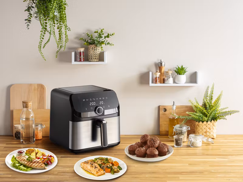 Tefal Easy Fry Mega EY855D10 varmluftsfritös 7,5 L fristående 2020 W svart, rostfritt stål