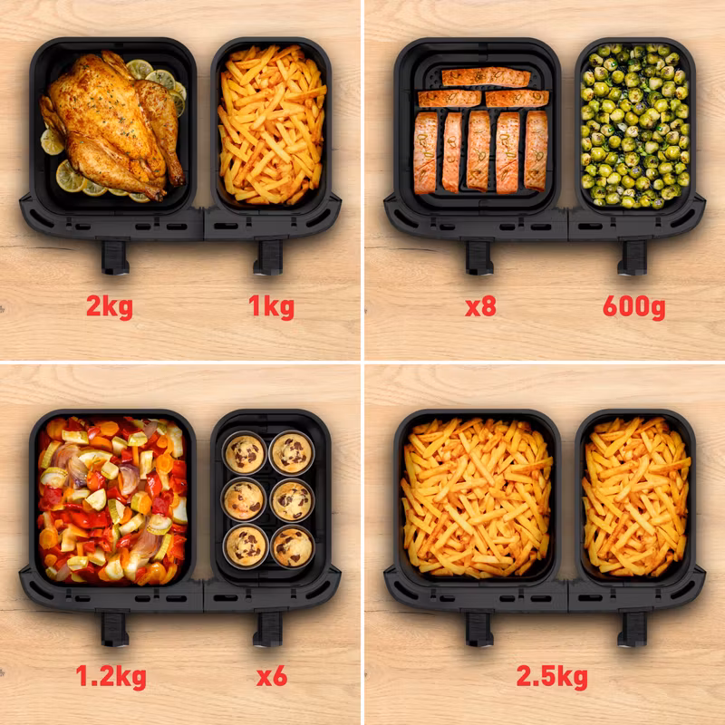 Tefal Easy Fry Dual XXL EY9428E0 fritös dubbel 11 L fristående 2020 W varmluftsfritös svart