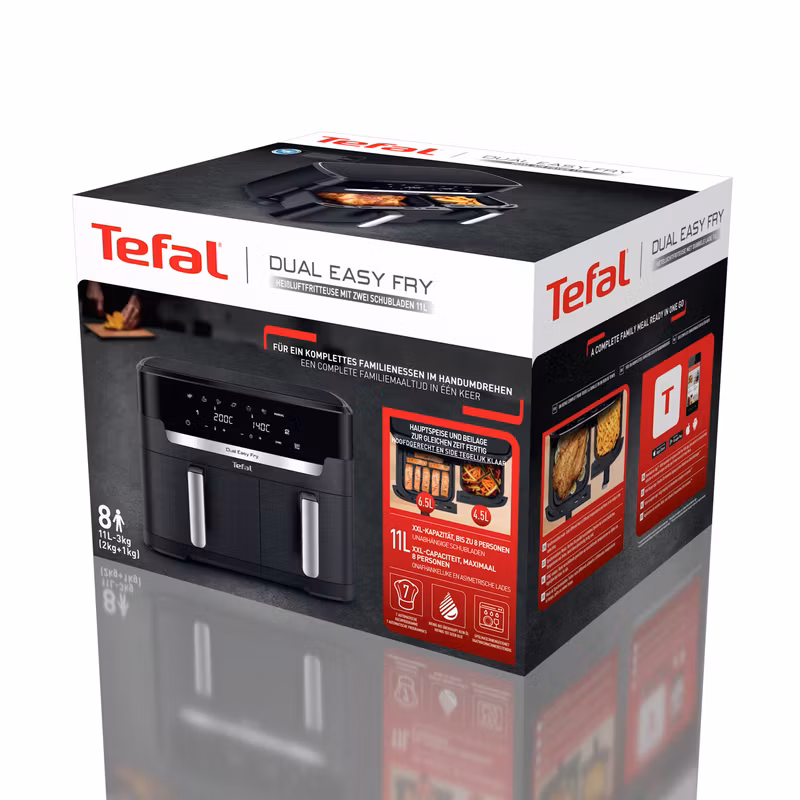 Tefal Easy Fry Dual XXL EY9428E0 fritös dubbel 11 L fristående 2020 W varmluftsfritös svart