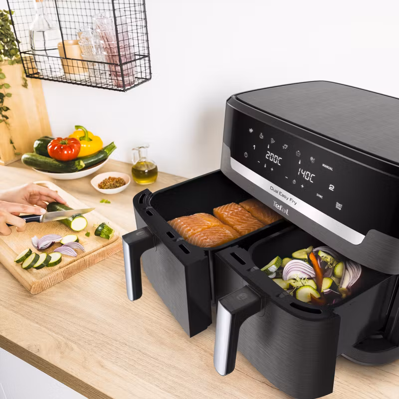 Tefal Easy Fry Dual XXL EY942HE0 varmluftsfritös Dubbel 11 L fristående 2020 W Grå