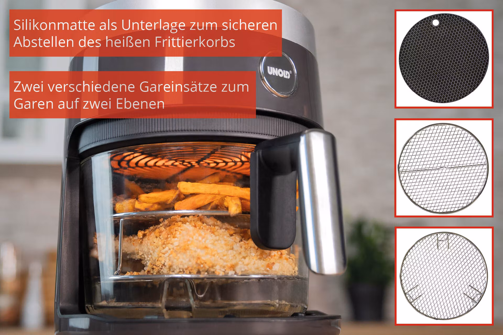 Unold 58695 varmluftsfritös Single 3,5 L fristående 1200 W svart