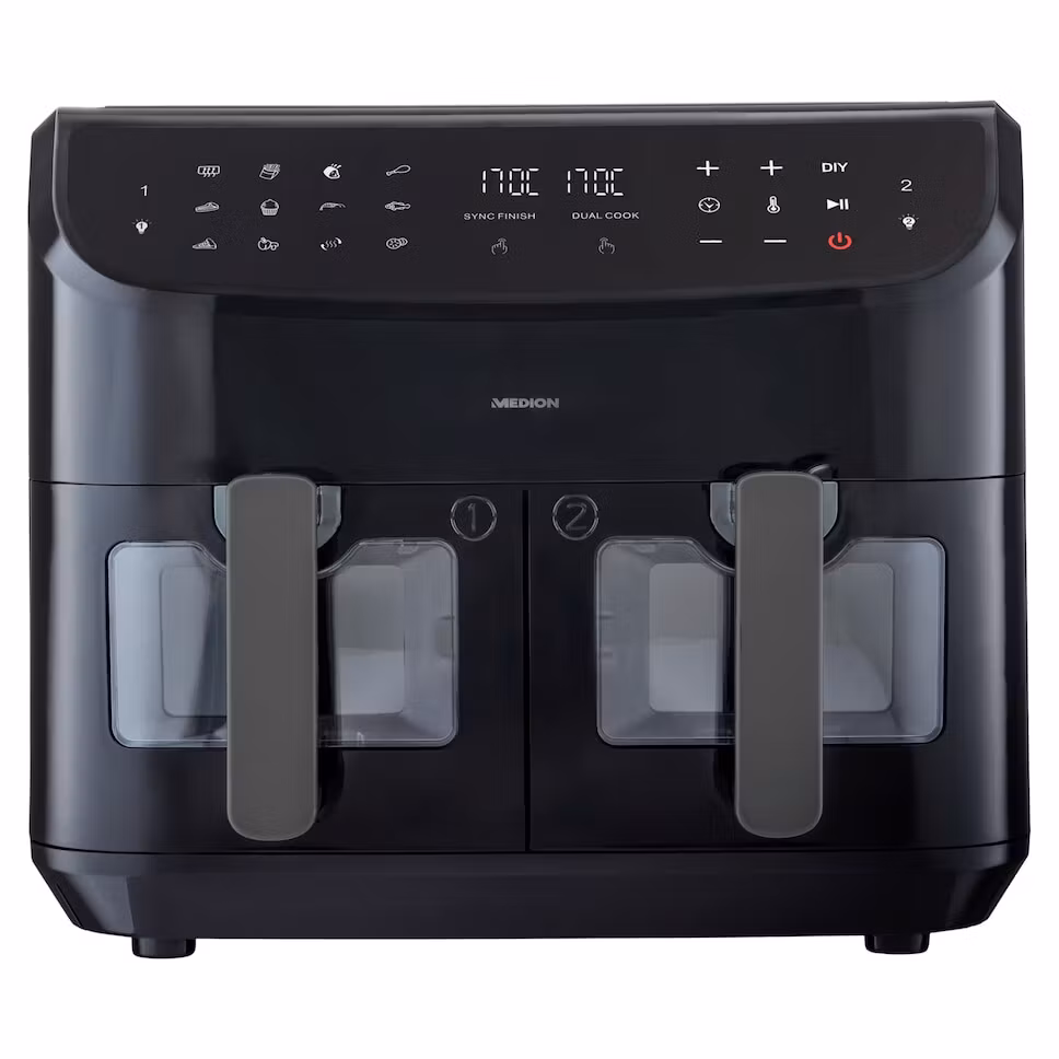 MEDION LIFE P20 Dubbel 8,7 L 2600 W varmluftsfritös Svart