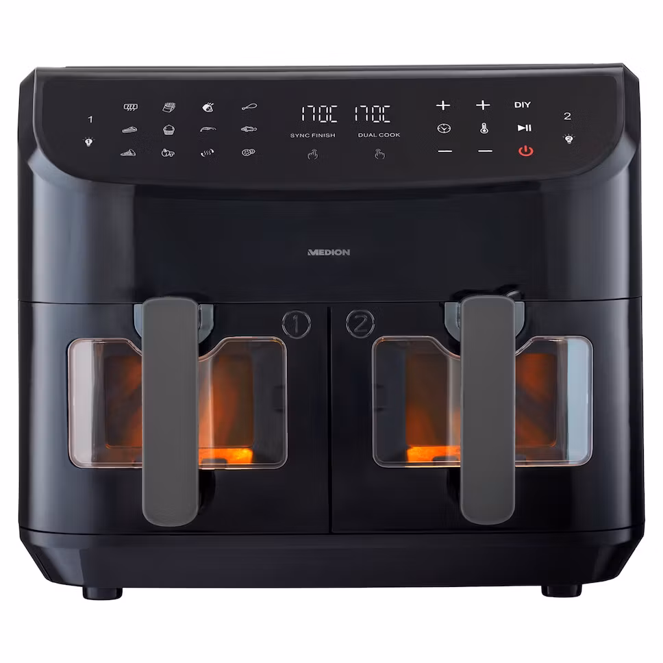 MEDION LIFE P20 Dubbel 8,7 L 2600 W varmluftsfritös Svart