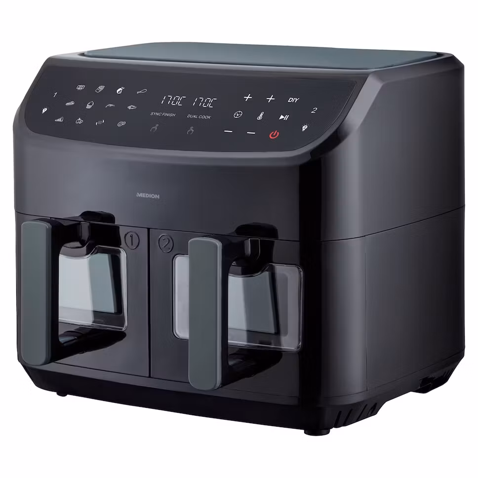 MEDION LIFE P20 Dubbel 8,7 L 2600 W varmluftsfritös Svart