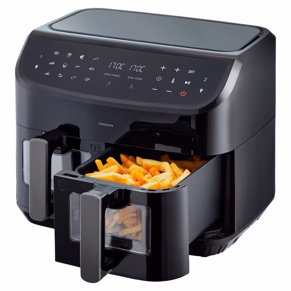 MEDION LIFE P20 Dubbel 8,7 L 2600 W varmluftsfritös Svart