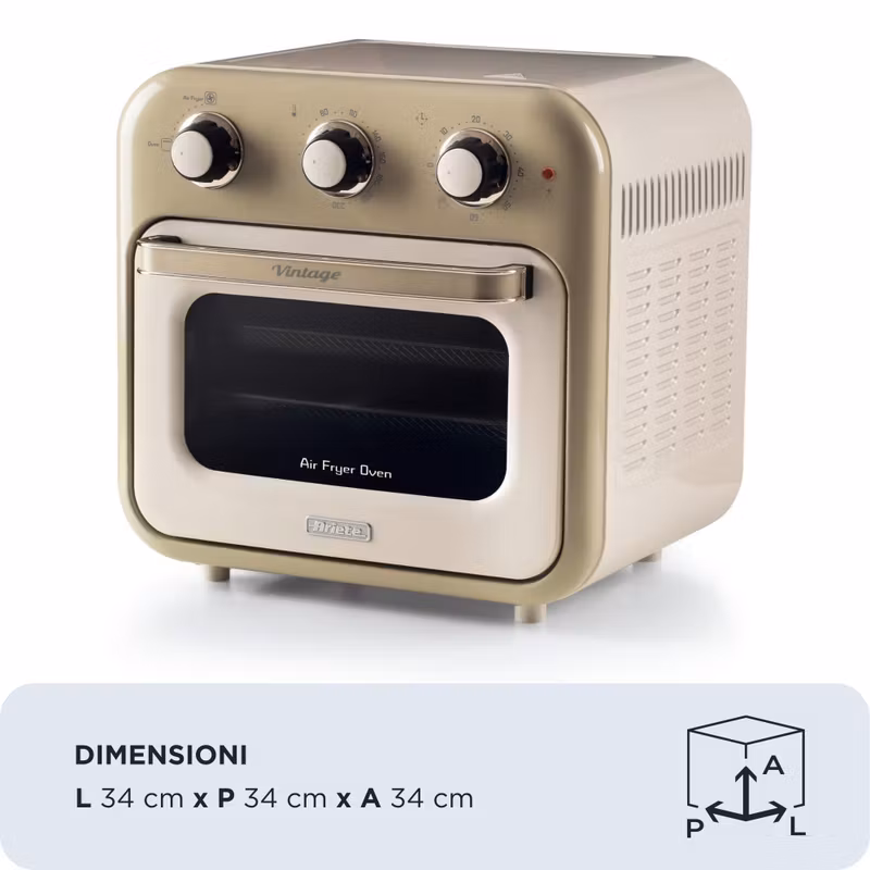 Ariete 4632 Air fryer and oven Vintage, 1400W, 2in1, Kapacitet 16L, Tillbehör ingår, Timer 60 minuter, Dubbelt glas, Beige