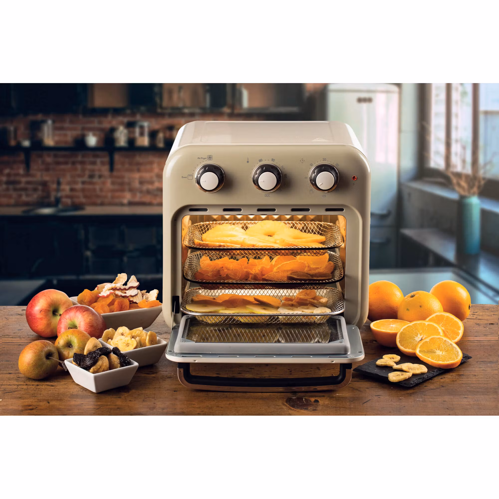 Ariete 4632 Air fryer and oven Vintage, 1400W, 2in1, Kapacitet 16L, Tillbehör ingår, Timer 60 minuter, Dubbelt glas, Beige