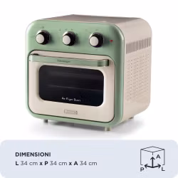 Ariete 4632 Air fryer och ugn Vintage, 1400W, 2in1, Kapacitet 16L, Tillbehör ingår, Timer 60 minuter, Dubbelt glas, Grön