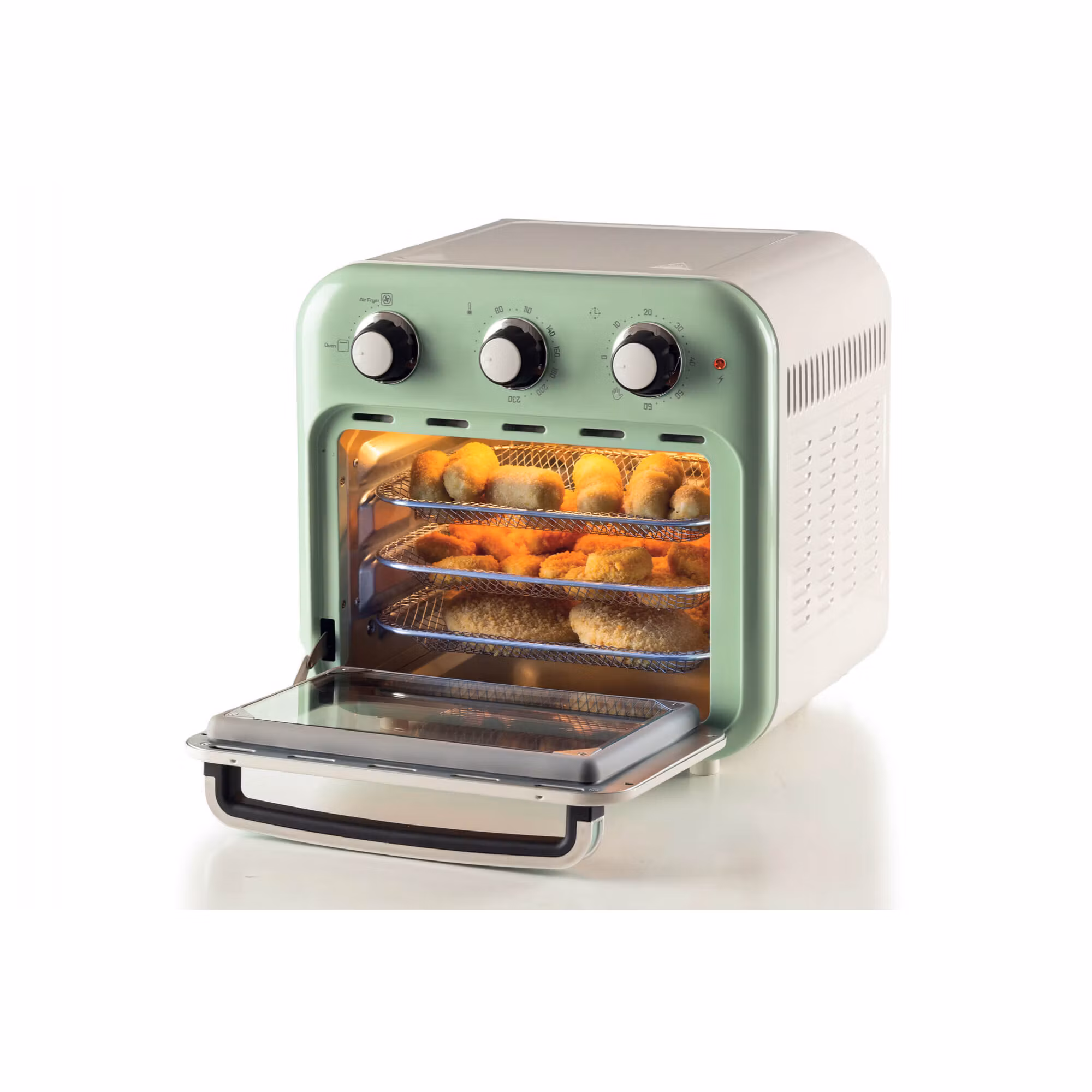 Ariete 4632 Air fryer och ugn Vintage, 1400W, 2in1, Kapacitet 16L, Tillbehör ingår, Timer 60 minuter, Dubbelt glas, Grön