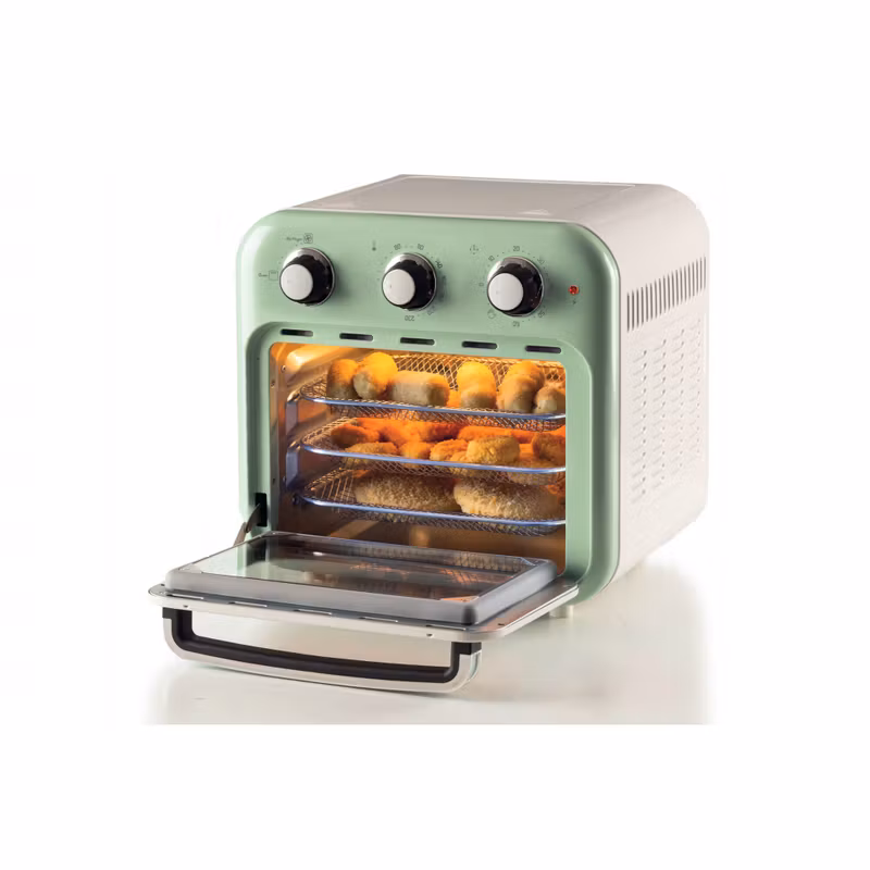 Ariete 4632 Air fryer och ugn Vintage, 1400W, 2in1, Kapacitet 16L, Tillbehör ingår, Timer 60 minuter, Dubbelt glas, Grön